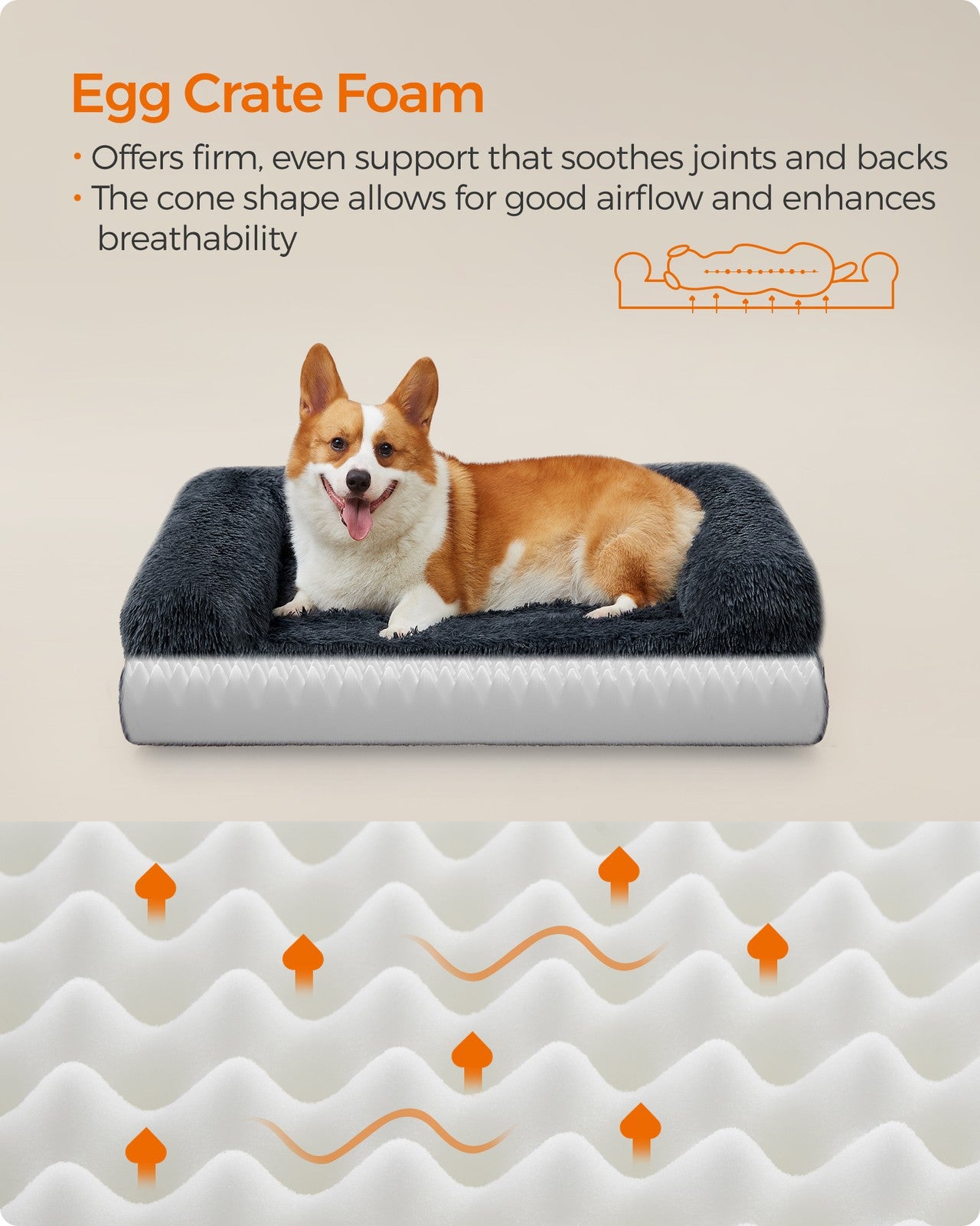Orthopaedic Dog Sofa Bed for Medium and Large Dogs - Dark Gray