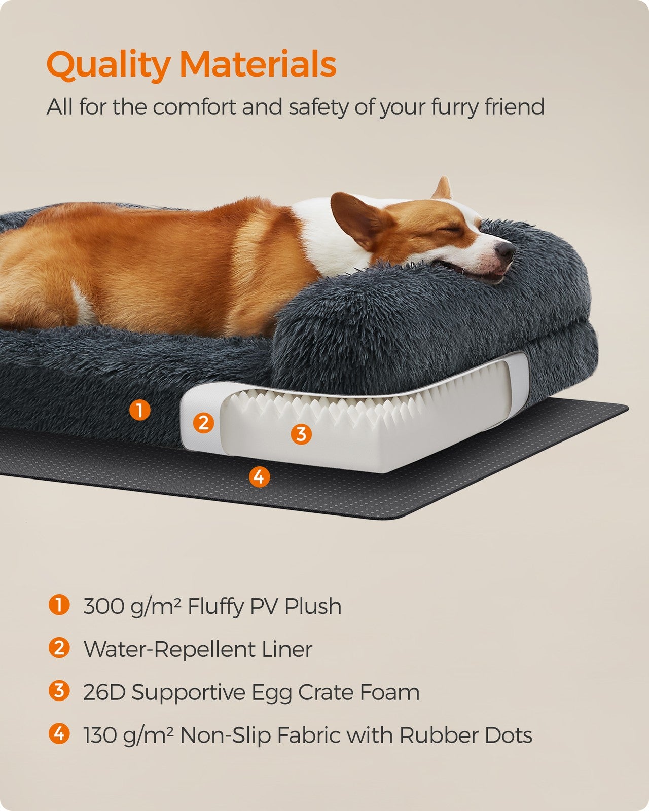 Orthopaedic Dog Sofa Bed for Medium and Large Dogs - Dark Gray