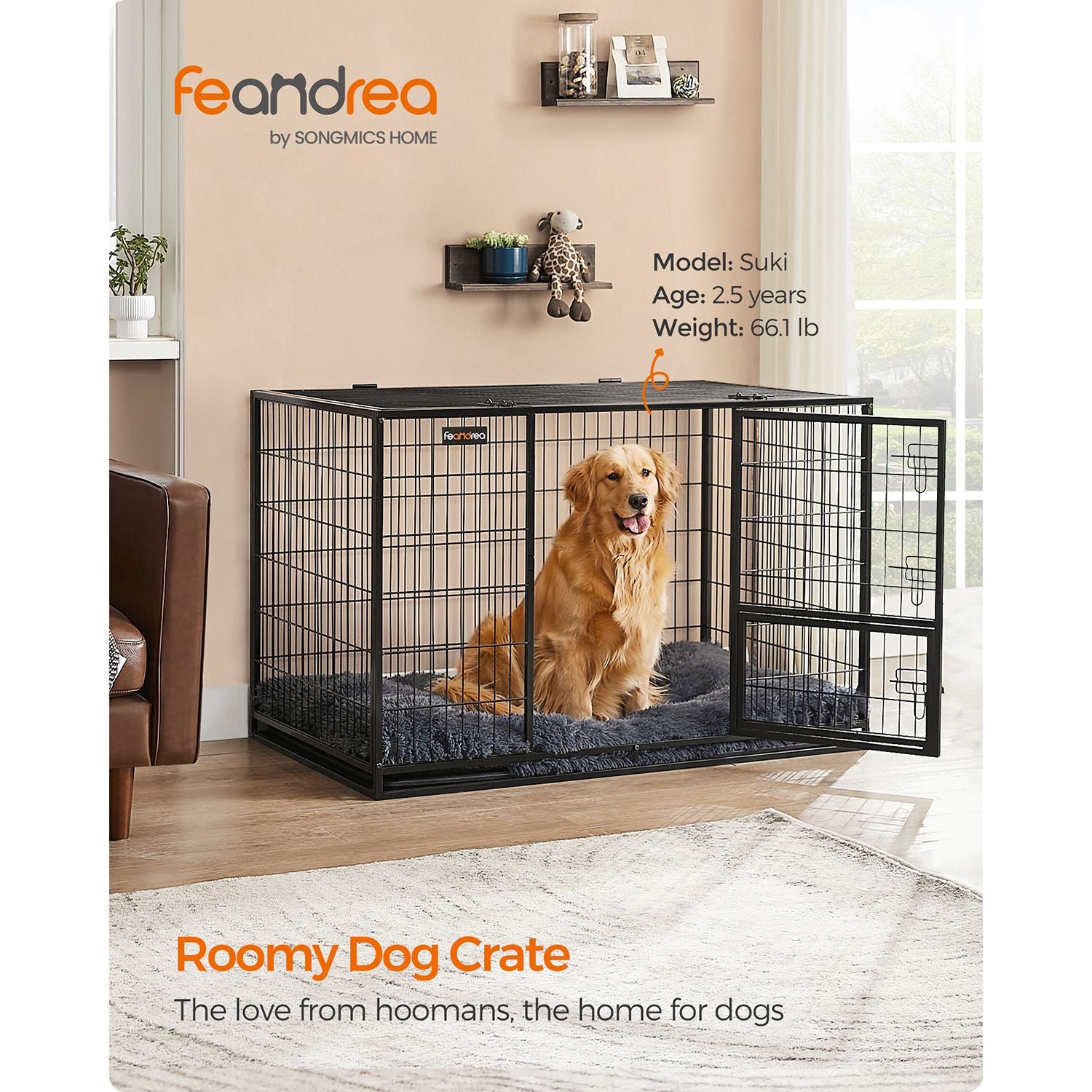 Heavy-Duty Dog Crate with Metal Frame - Black