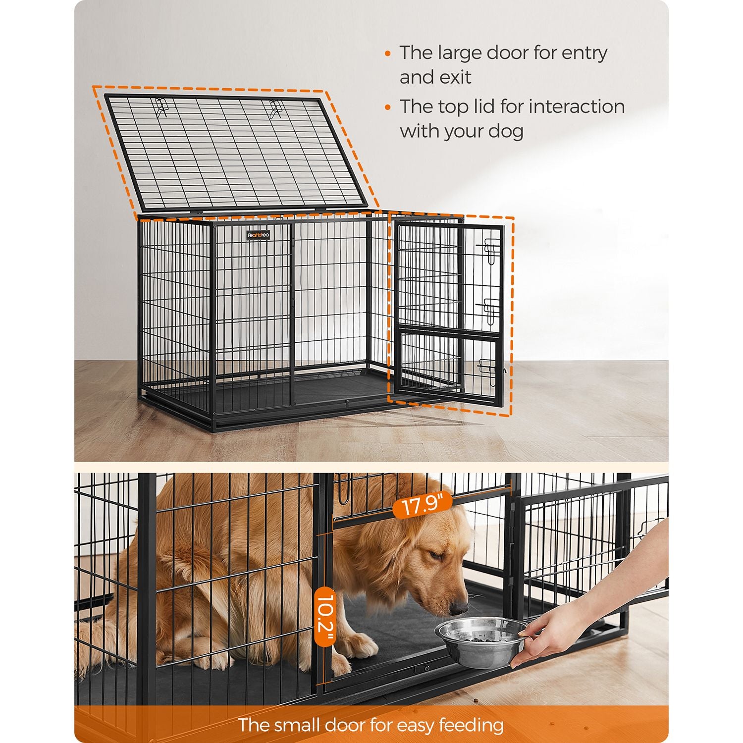 Heavy-Duty Dog Crate with Metal Frame - Black