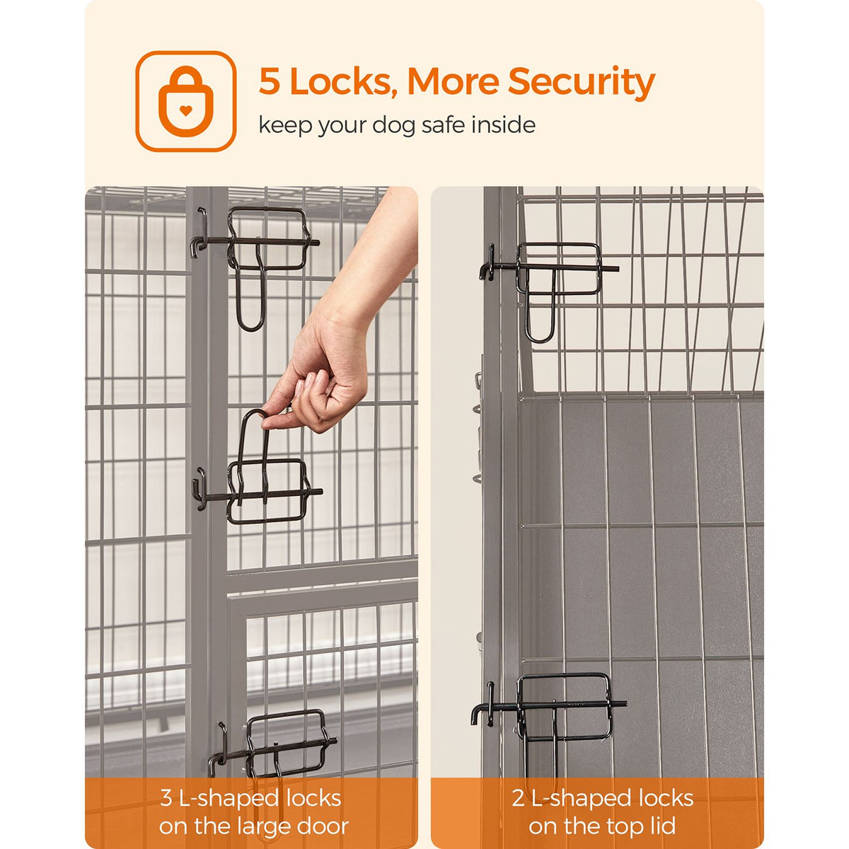 Heavy-Duty Dog Crate with Metal Frame - Black