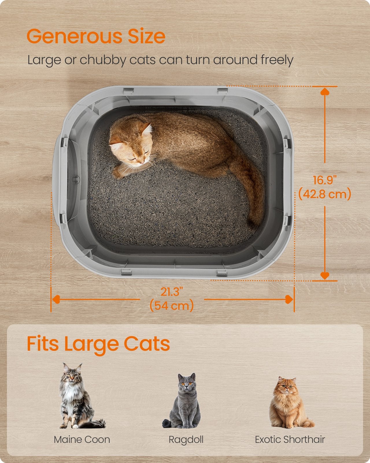 XL Enclosed Cat Litter Box with Slide-Out Tray - Dove Gray, Slat Gray