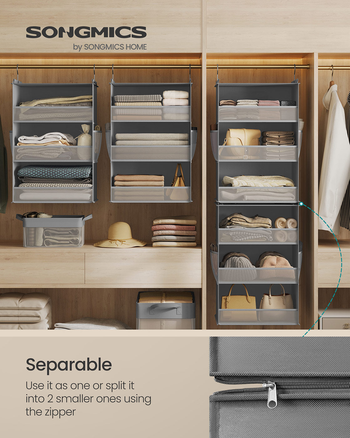 6-Tier Fabric Storage Shelf - Dove Gray