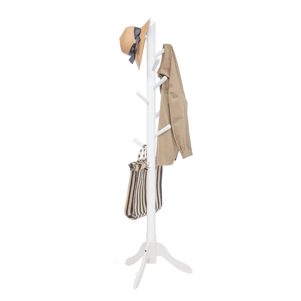 Solid Wood Coat Rack with 8 Hooks Ink Black - Cloud White