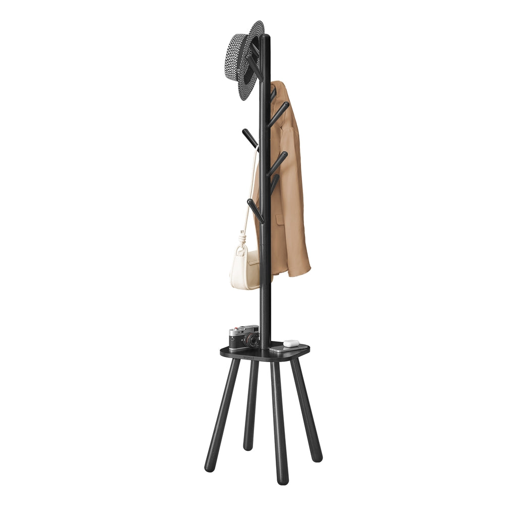 Free Standing Coat Stand with 8 Hooks and Storage Shelf Ink Black - 13.2""D x 13.2""W x 69.2""H