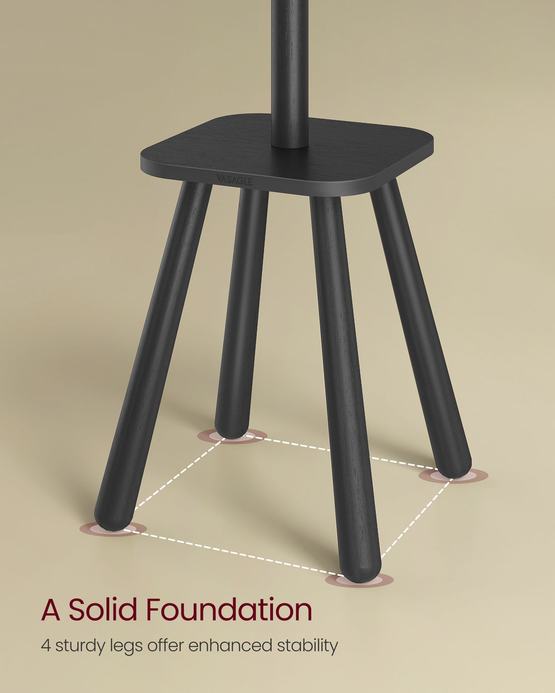 Free Standing Coat Stand with 8 Hooks and Storage Shelf Ink Black - 13.2""D x 13.2""W x 69.2""H