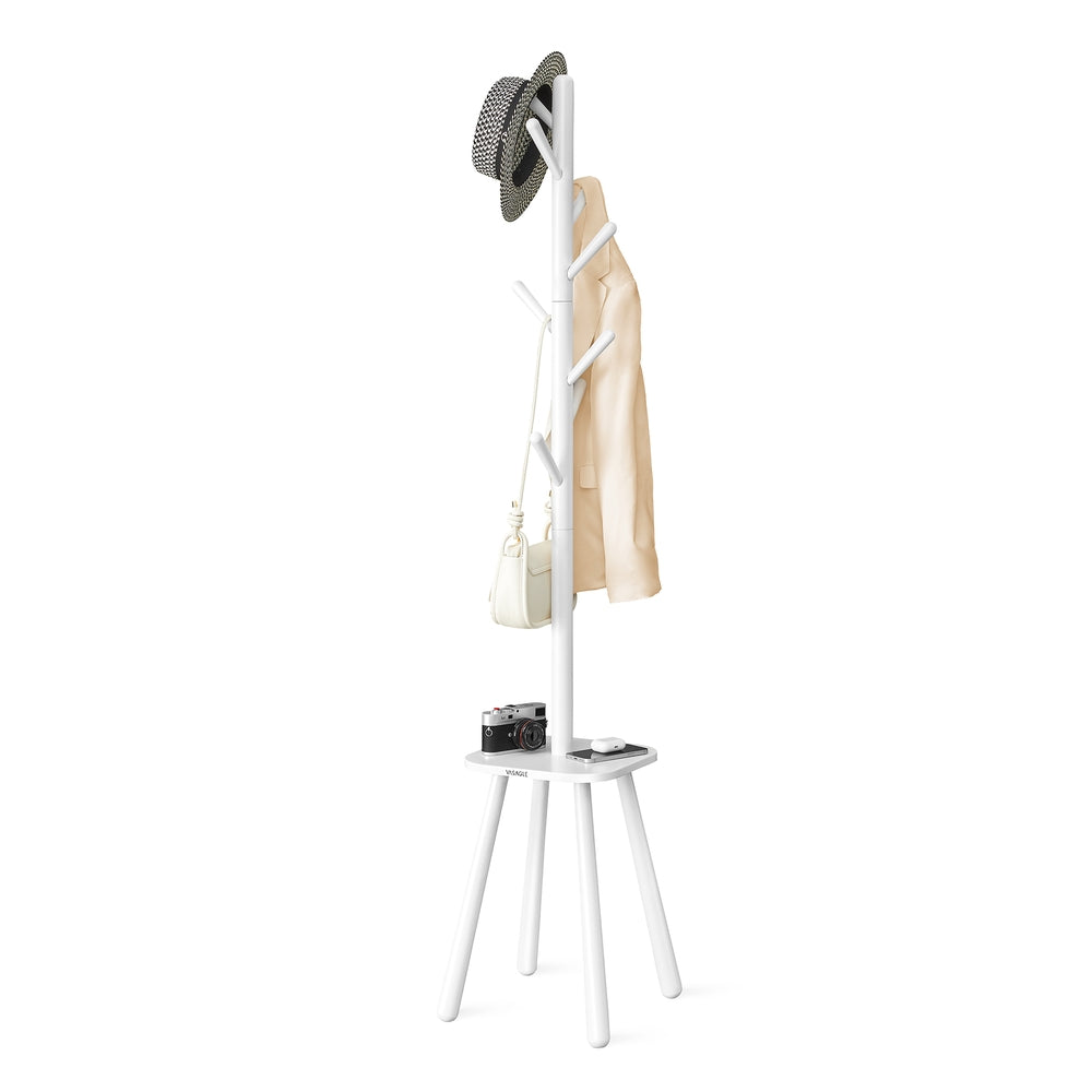 Free Standing Coat Stand with 8 Hooks and Storage Shelf Ink Black - 13.2""D x 13.2""W x 69.2""H (URCR033W01)