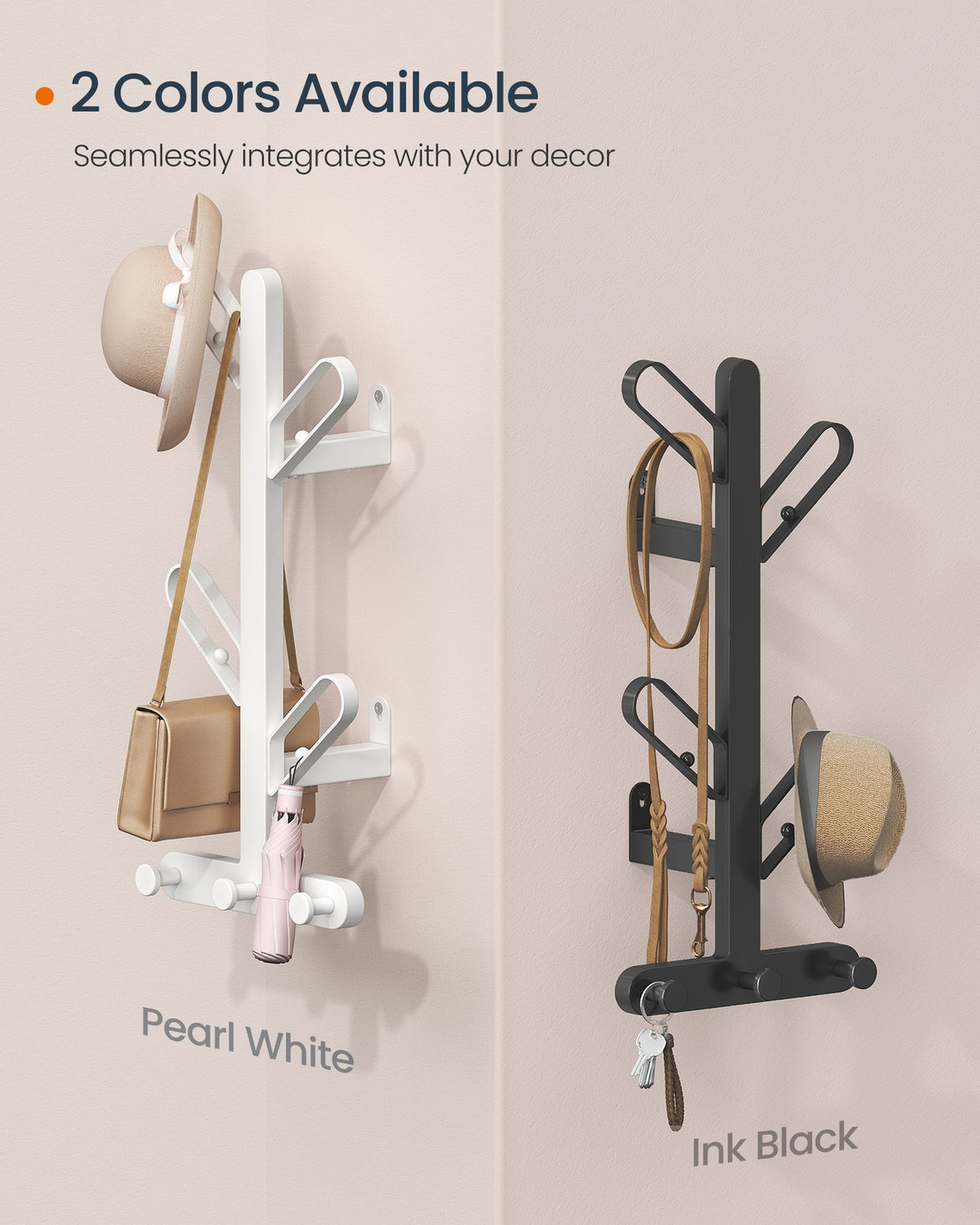 Wall-Mounted Coat Rack with 7 Hooks - Ball Tips