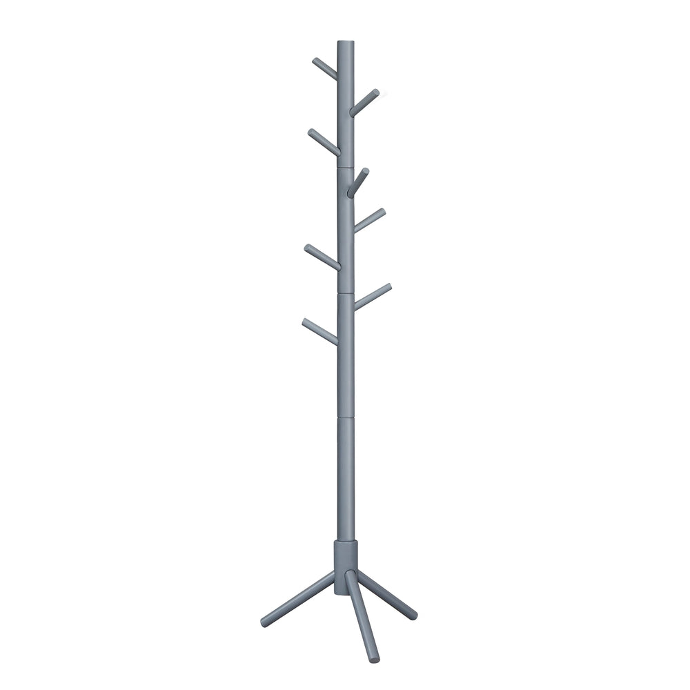 Solid Wood Coat Rack with 8 Hooks Ink Black - Grey