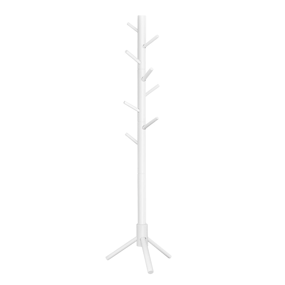 Solid Wood Coat Rack with 8 Hooks Ink Black - White
