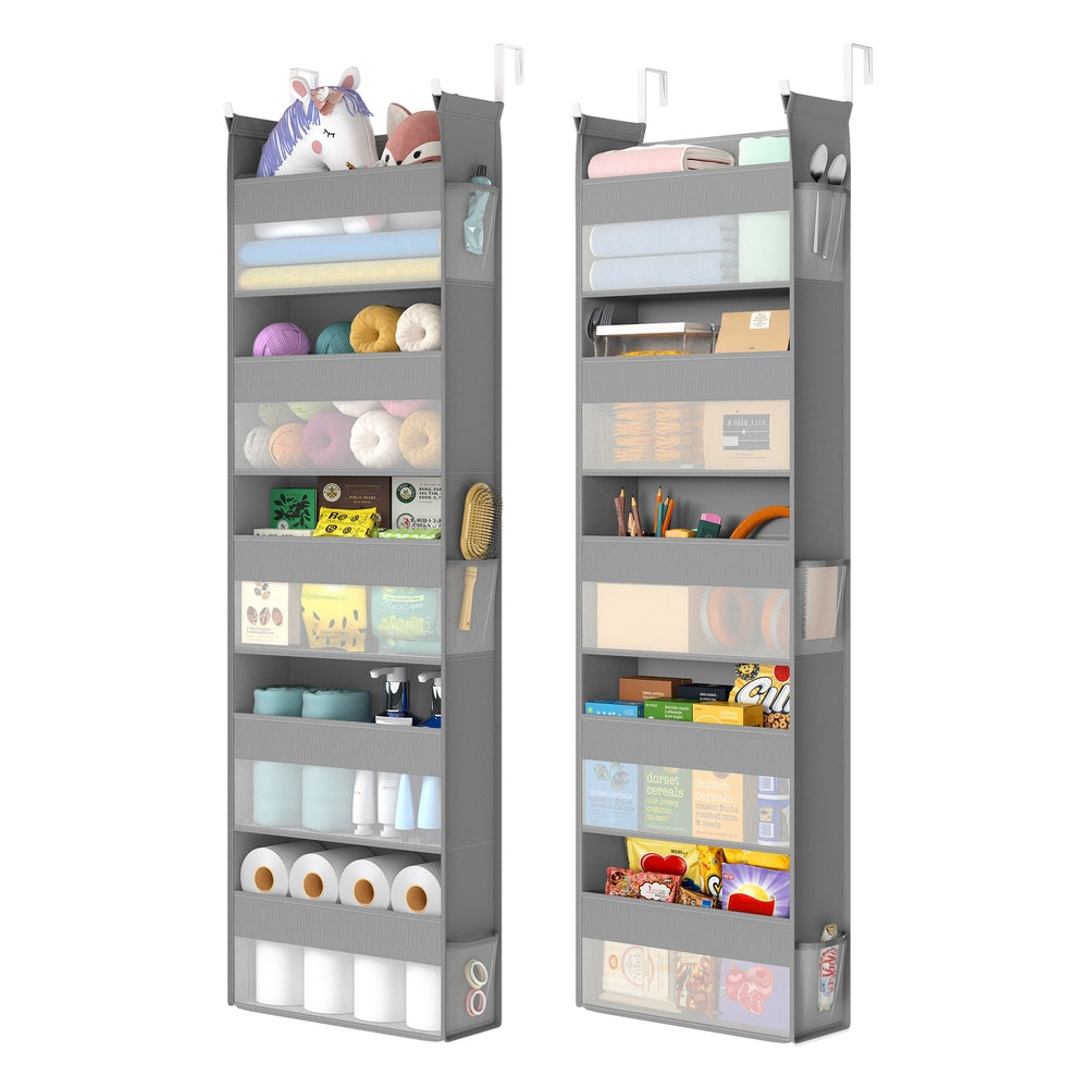 Set of 2 Hanging Door Organizers with 5 Large Pockets - Dove Gray