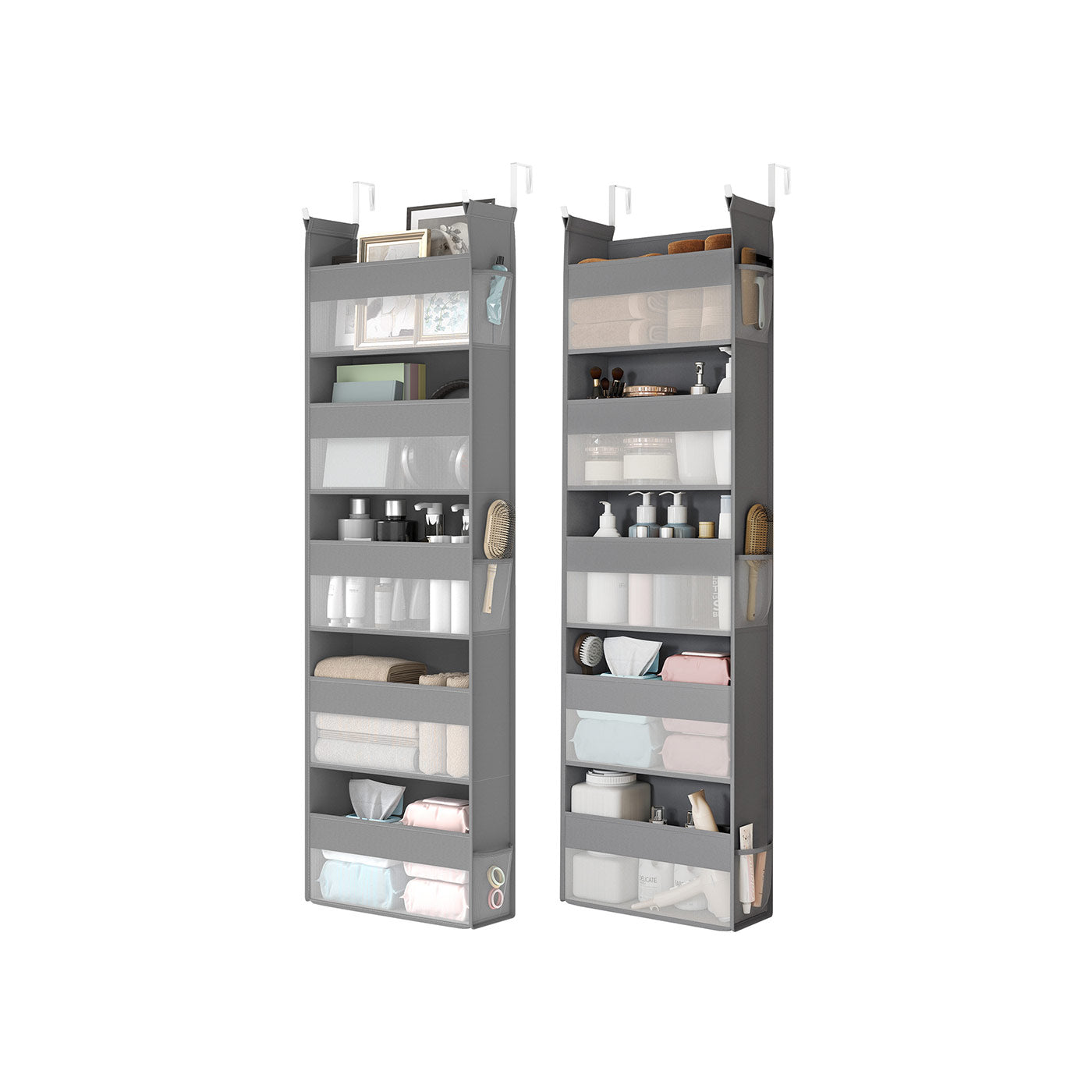 Set of 2 Hanging Door Organizers with 5 Large Pockets - Dove Gray