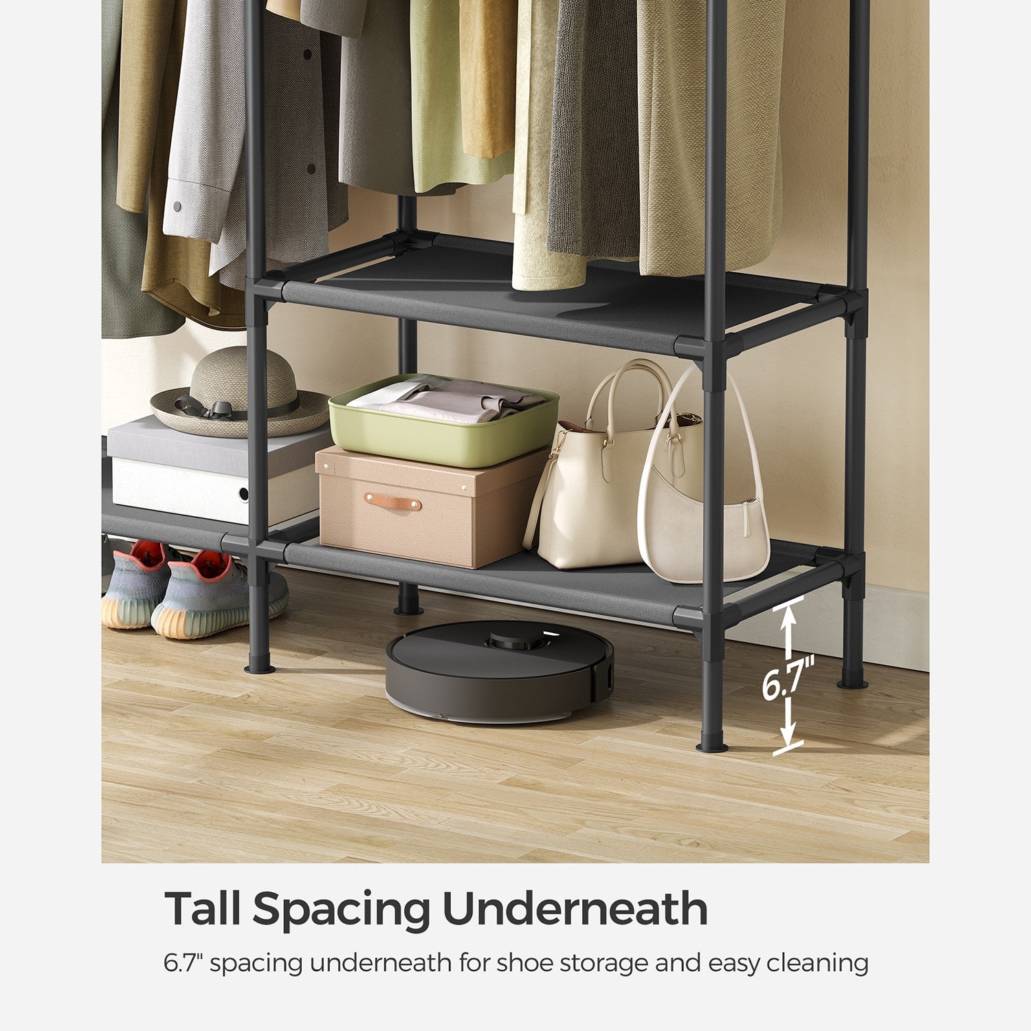 Heavy Duty Clothes Rack with Hanging Rails and Shelves
