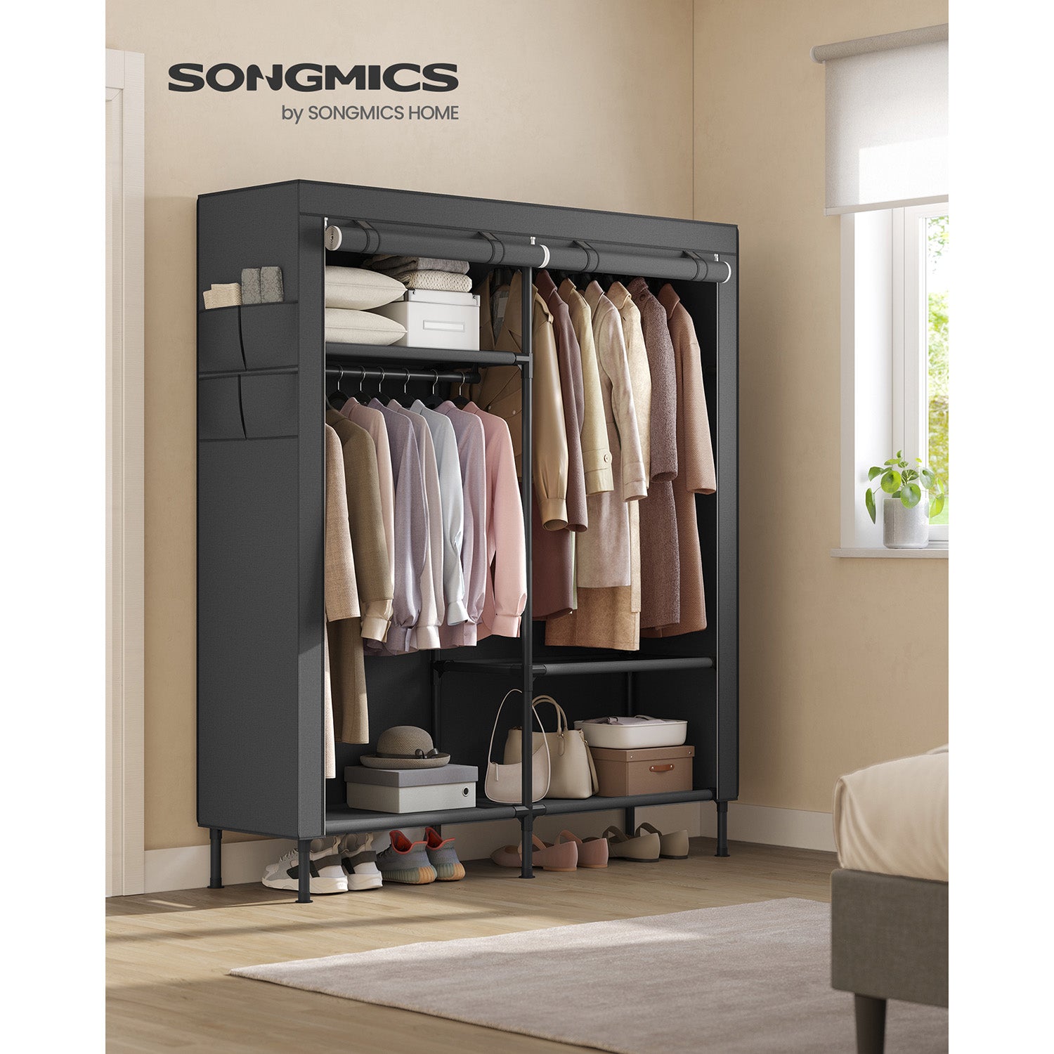 Portable Fabric Wardrobe Closet with Cover