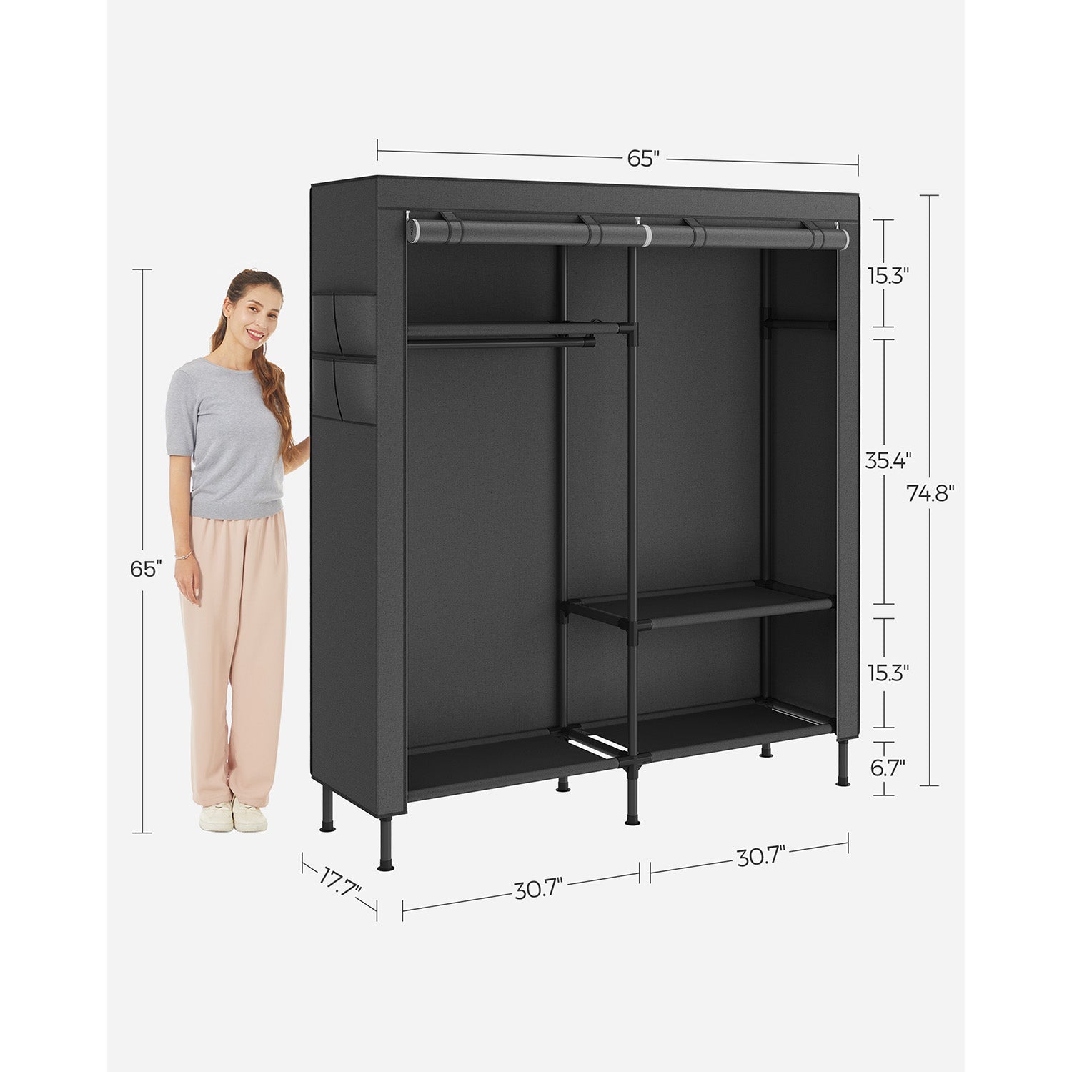 Portable Fabric Wardrobe Closet with Cover