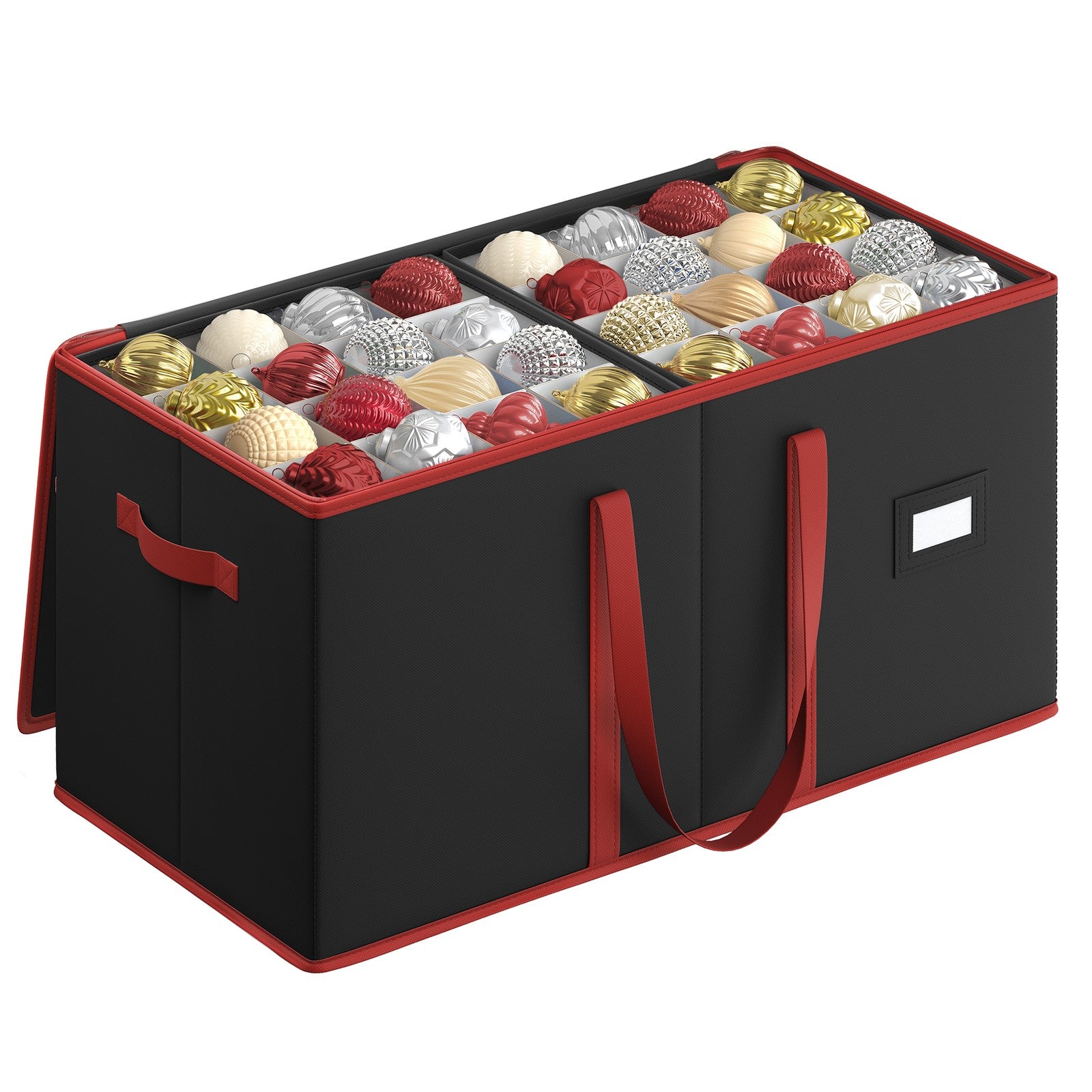 Large Christmas Ornament Storage Box with Dual Zippers - Ink Black