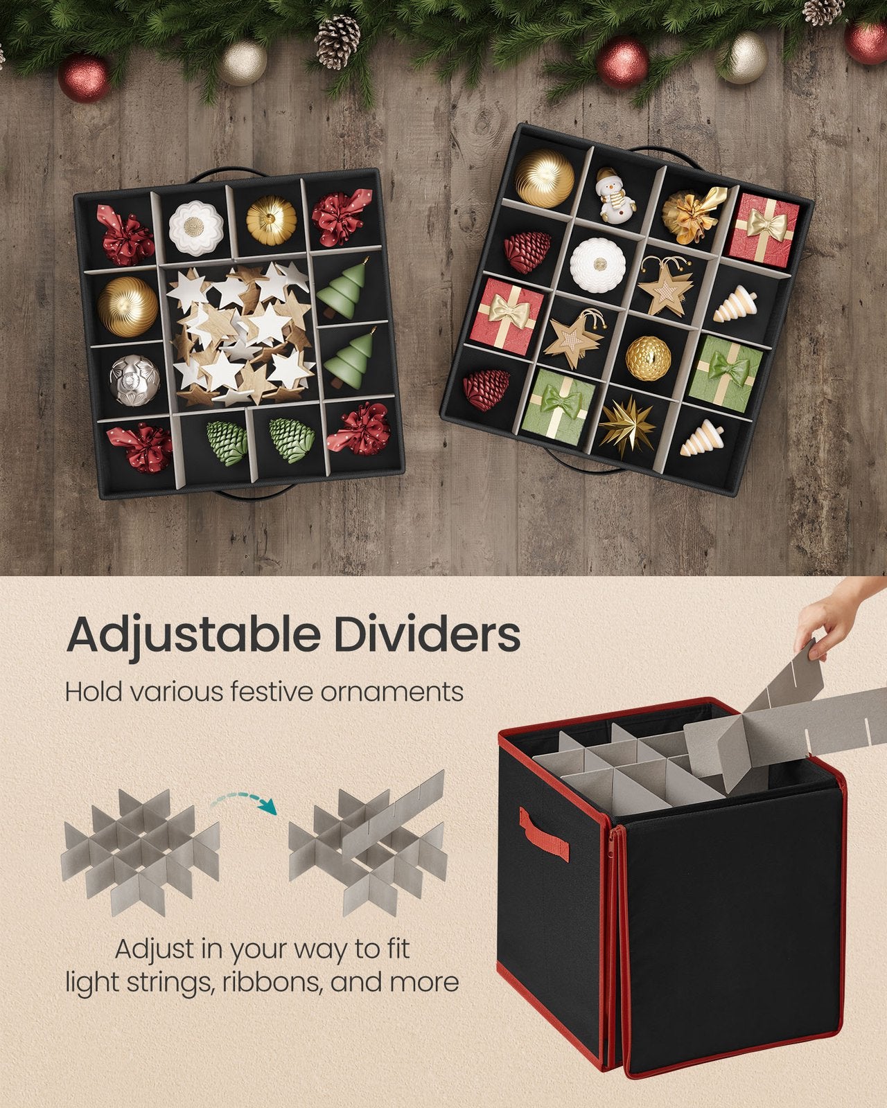 Christmas Ornament Storage Box with 64 Slots - Ink Black