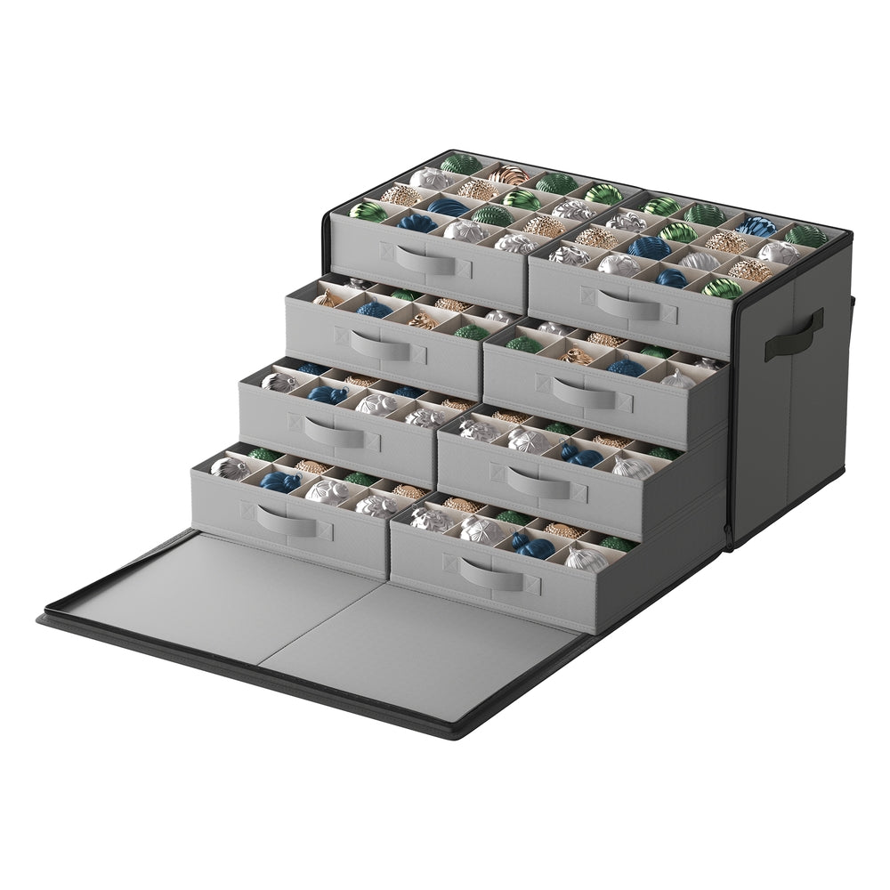 Large Christmas Ornament Storage Box with 128 Slots - Dove Gray