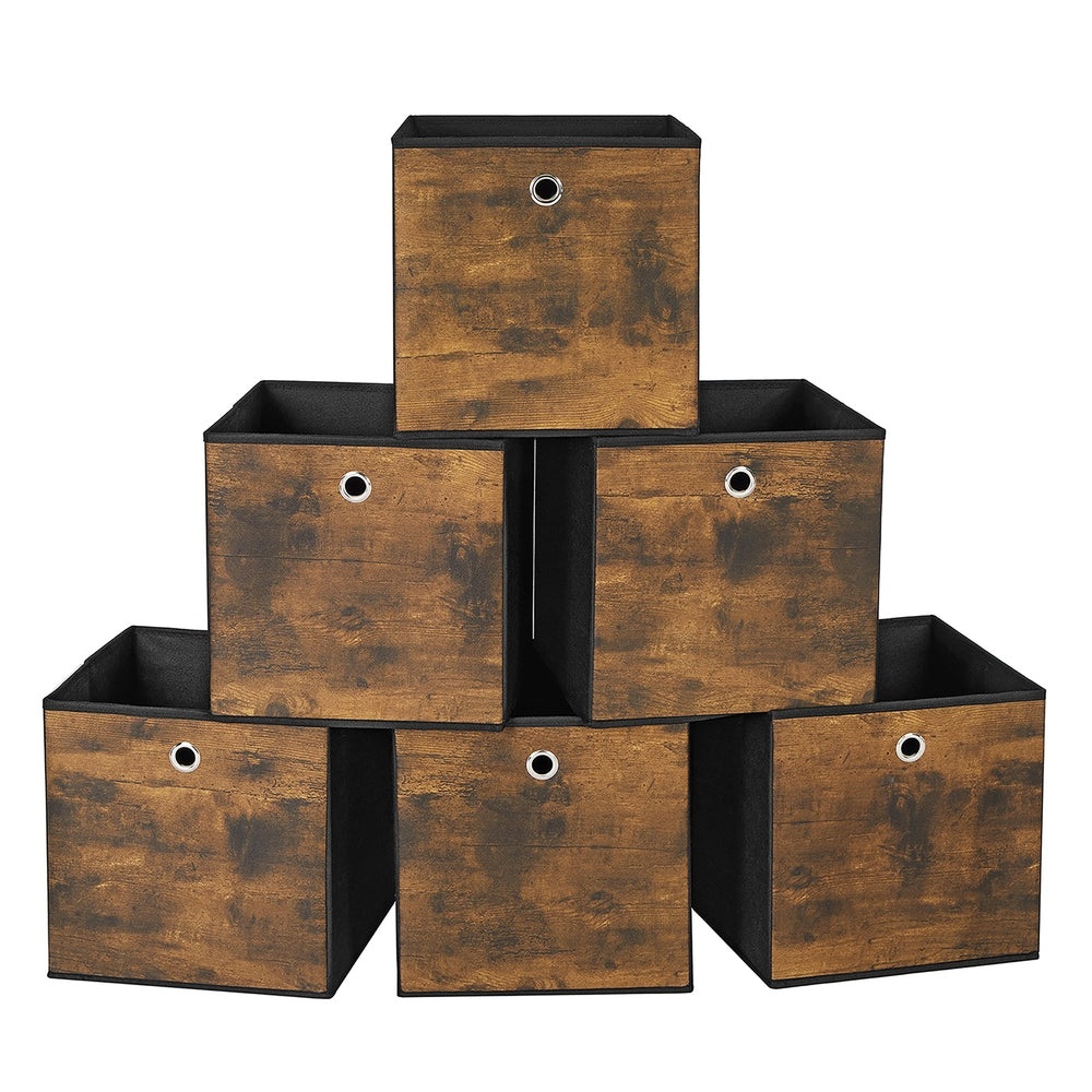 Set of 6 Storage Bins with Handles - Black