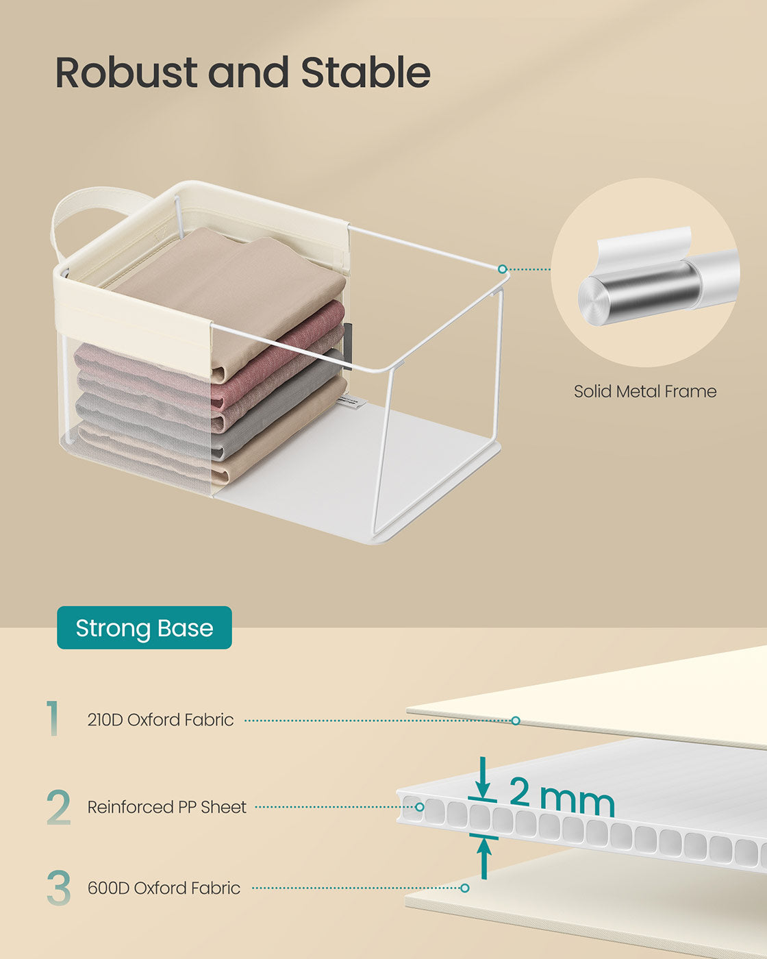Storage Bins Set of 3 Transparent Mesh Cream White - Cream White