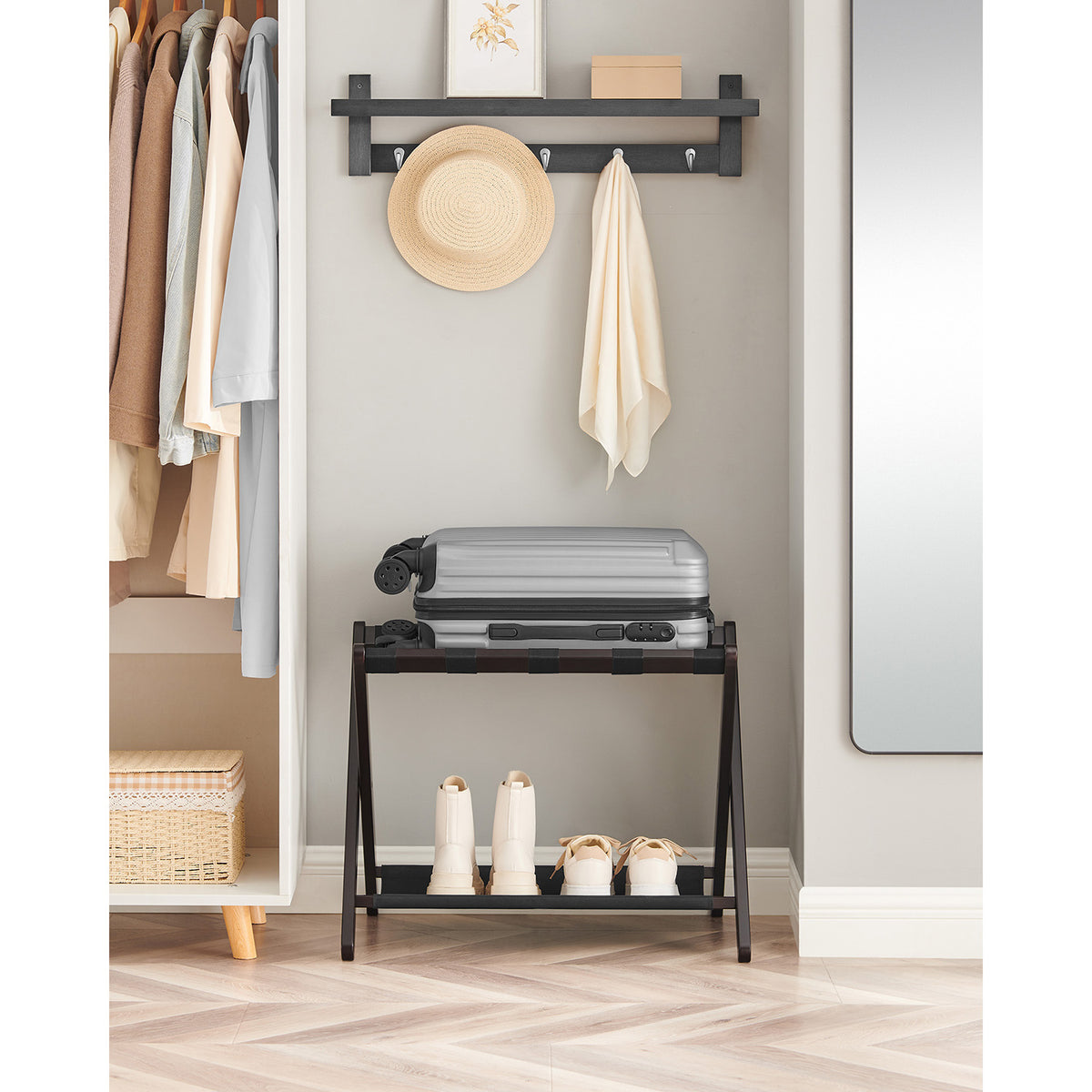 Folding Suitcase Stand - Storage Shelf