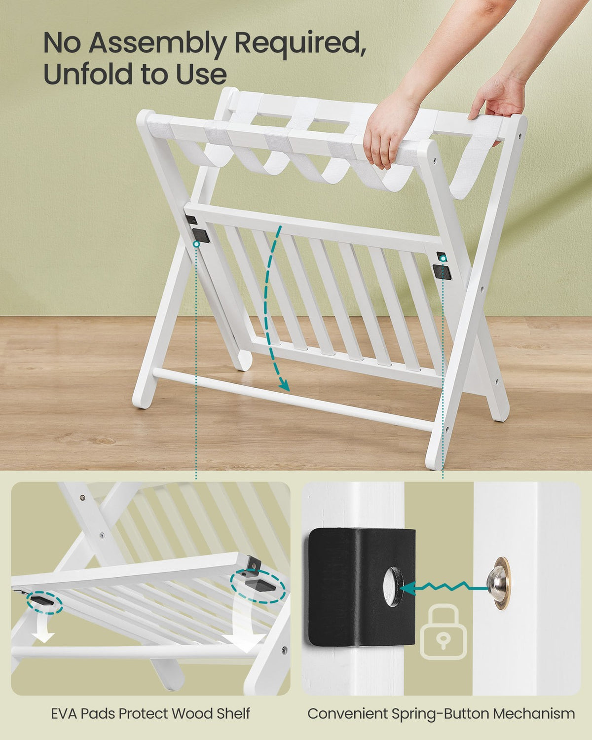 Solid Wood Luggage Racks - Set of 2 - No Assembly Required - Foldable Suitcase Stand - Luggage Holder