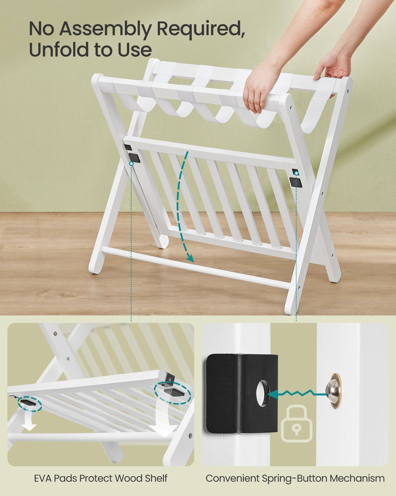 Solid Wood Luggage Racks - Set of 2 - No Assembly Required - Foldable Suitcase Stand - Luggage Holder