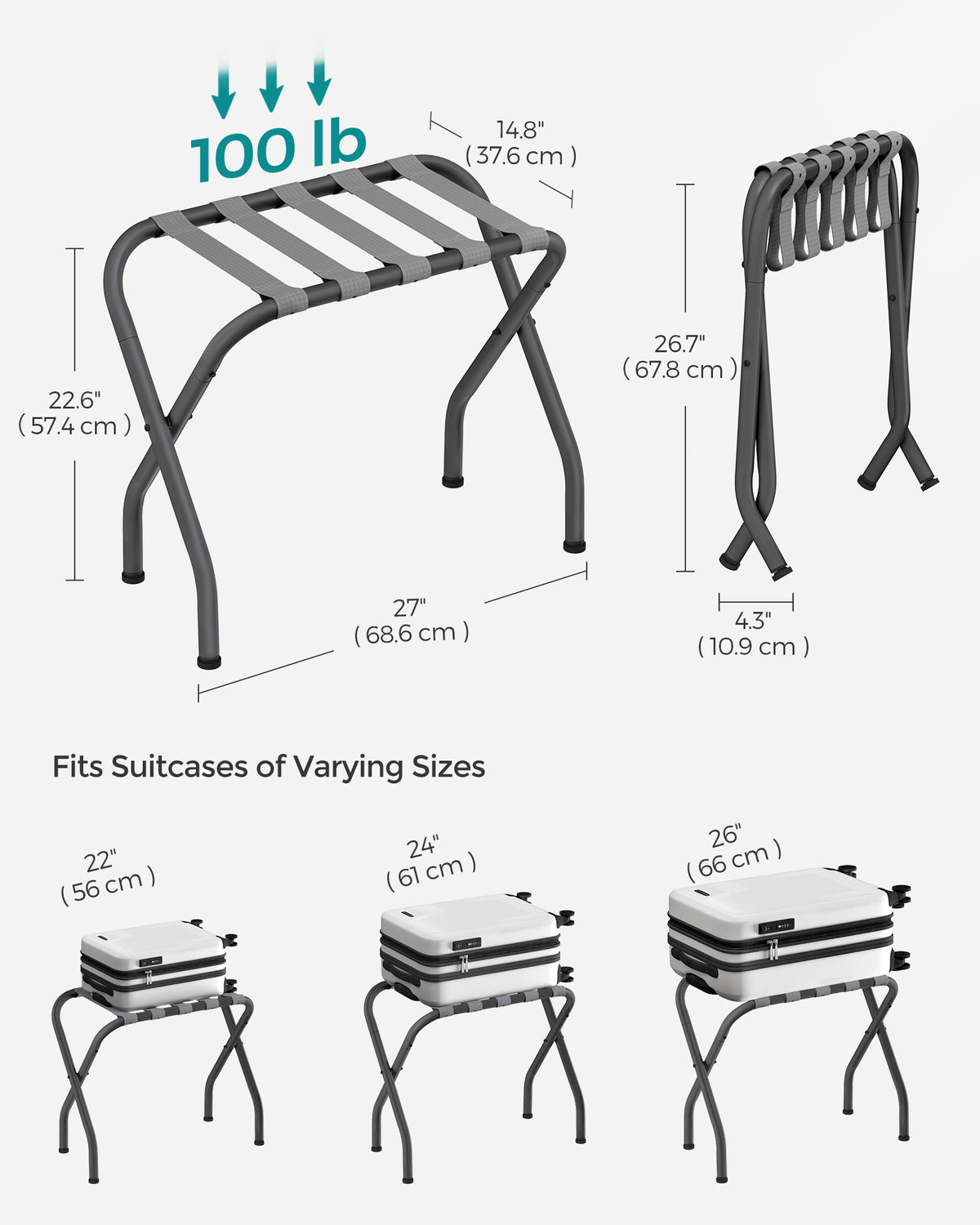 Steel Folding Luggage Rack - Pack of 2