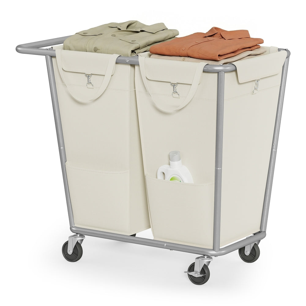 34.3 Gallons Rolling Laundry Hamper with Removable Bag Ink Black - Cream White - 30.5"L x 16.1"W x 31.9"H
