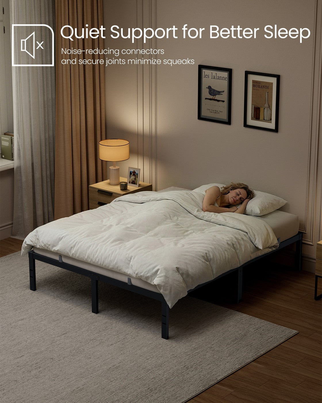 Queen Metal Bed Frame - 14 inches Tall