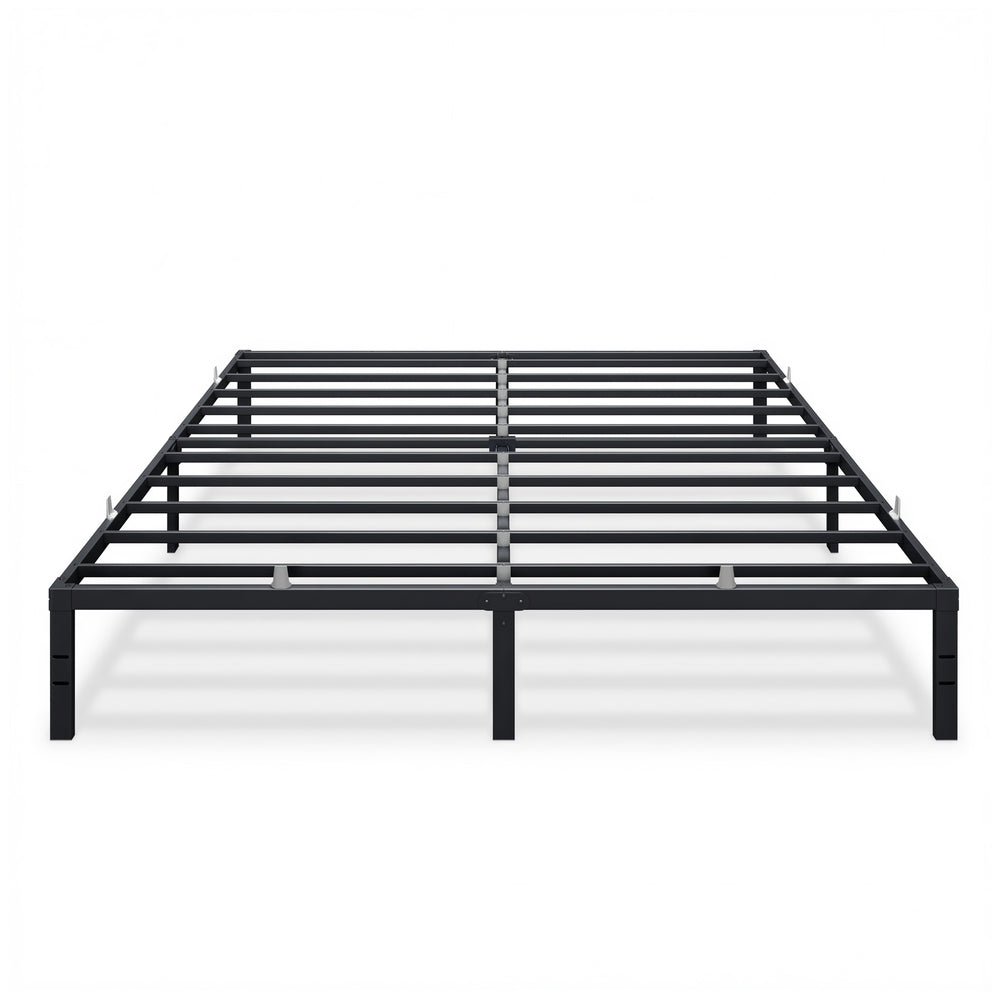 Queen Metal Bed Frame 14 Inches Tall - Matte Black - 79.9"L x 76"W x 14"H