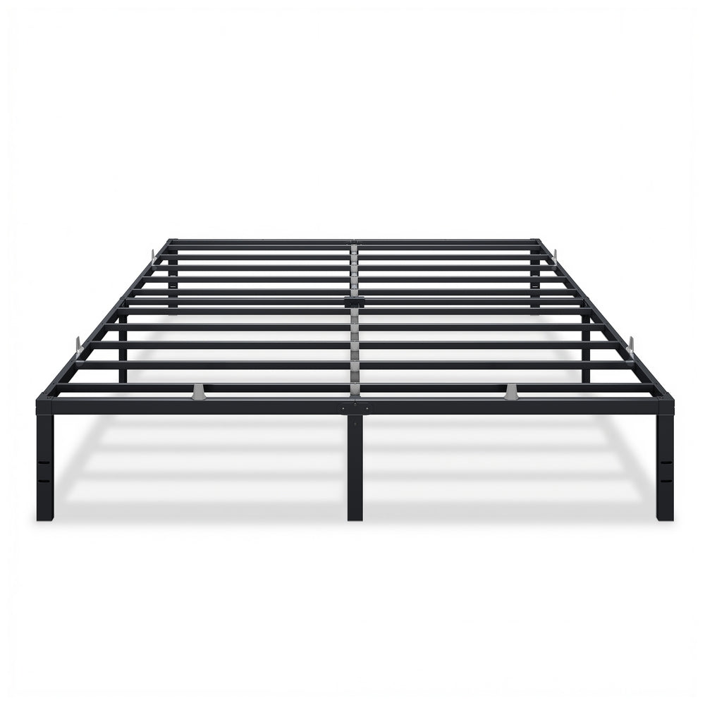Queen Metal Bed Frame 16 Inches Tall - Matte Black - 79.9"L x 76"W x 16"H