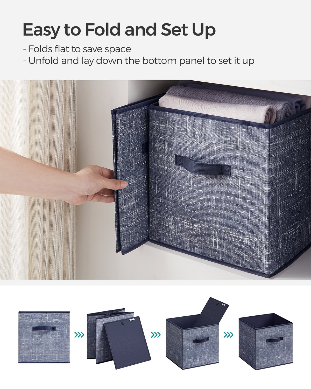 Non-Woven Fabric Storage Cubes with Double Handles - Set of 6