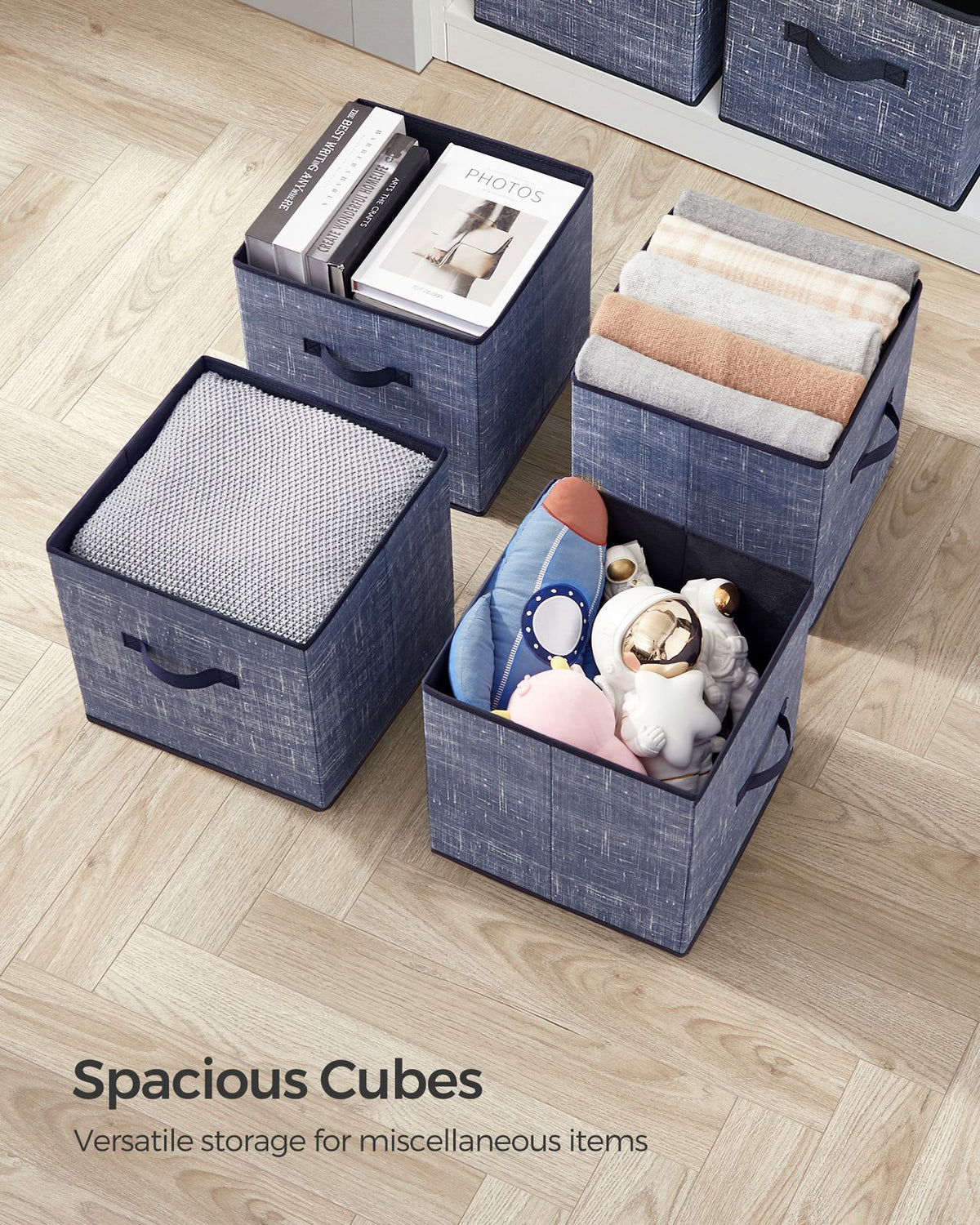 Non-Woven Fabric Storage Cubes with Double Handles - Set of 6