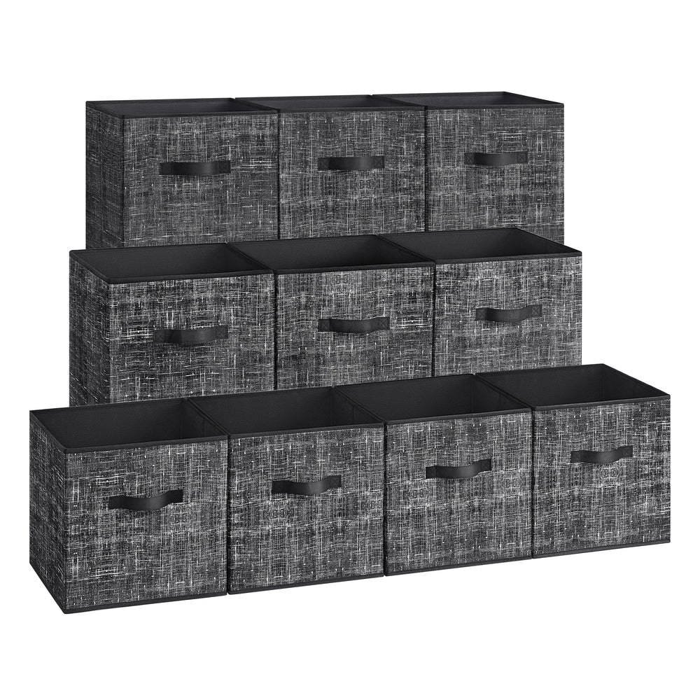 Storage Cubes - 11-Inch Non-Woven Fabric Bins with Double Handles - Set of 10 - Closet Organizers for Shelves - Foldable - for Clothes - Ink Black UROB126B01 - Ink Black - 13"L x 13"W x 13"H
