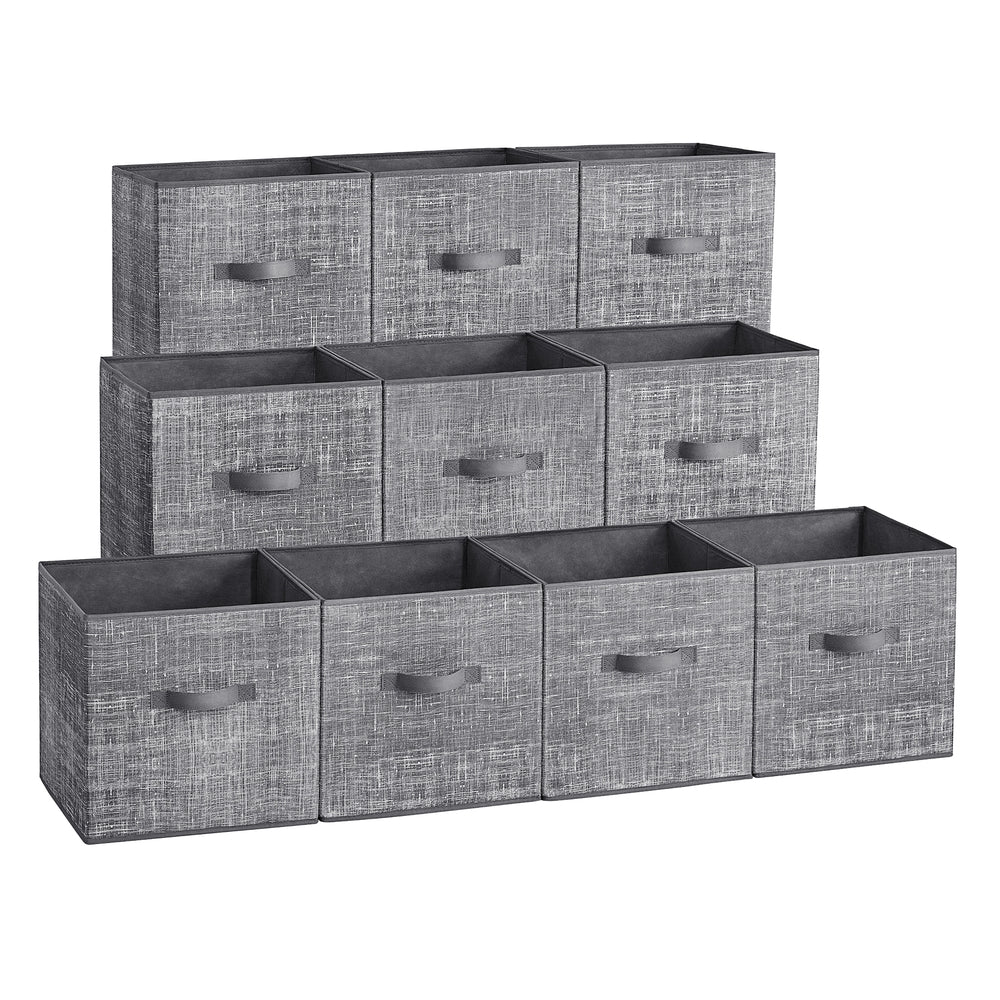 Storage Cubes - 11-Inch Non-Woven Fabric Bins with Double Handles - Set of 10 - Closet Organizers for Shelves - Foldable - for Clothes - Ink Black UROB126B01 - Cattail Gray - 13"L x 13"W x 13"H