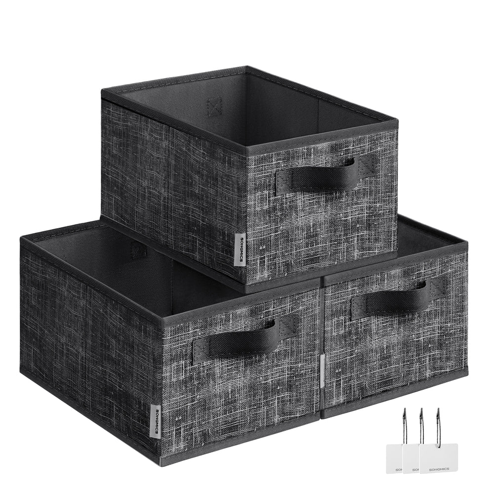 Set of 3 Fabric Storage Bin - Ink Black