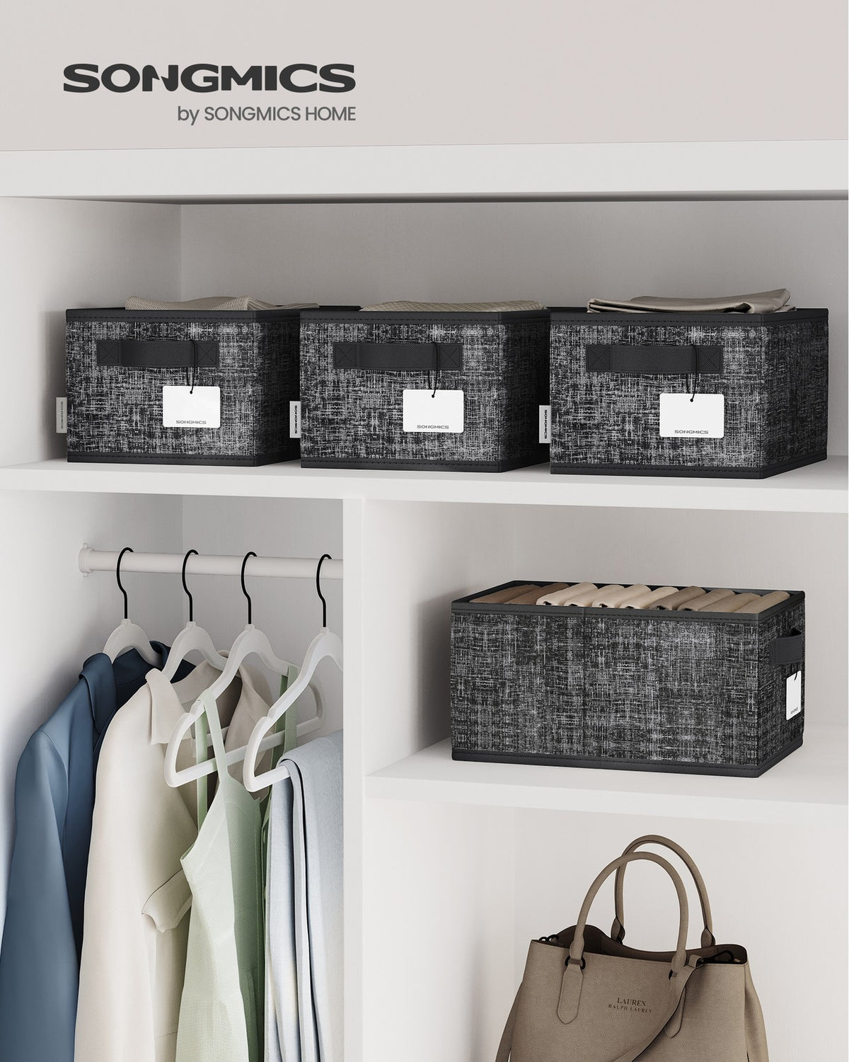 Fabric Storage Bins - Foldable - Label Holders - Set of 3