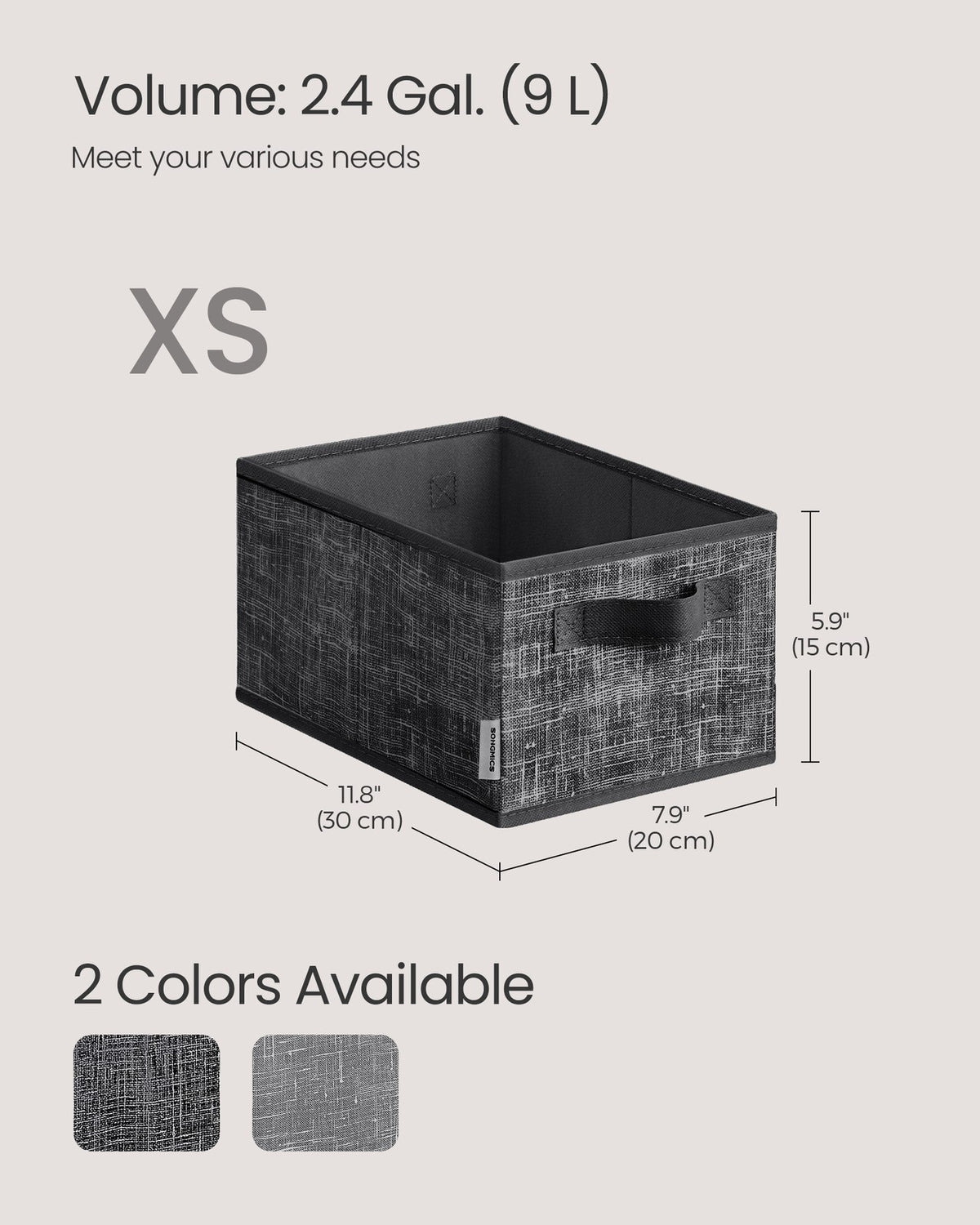 Fabric Storage Bins - Foldable - Label Holders - Set of 3