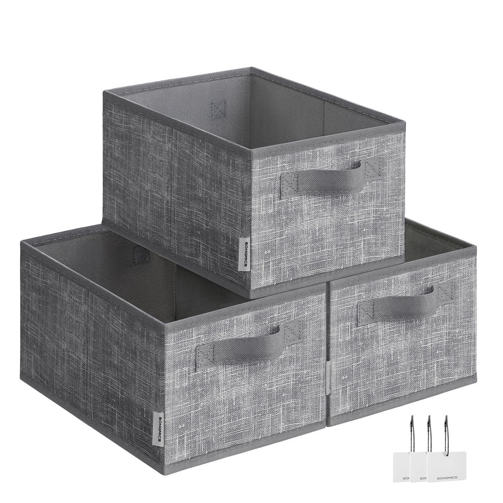 Set of 3 Fabric Storage Bin - Gray