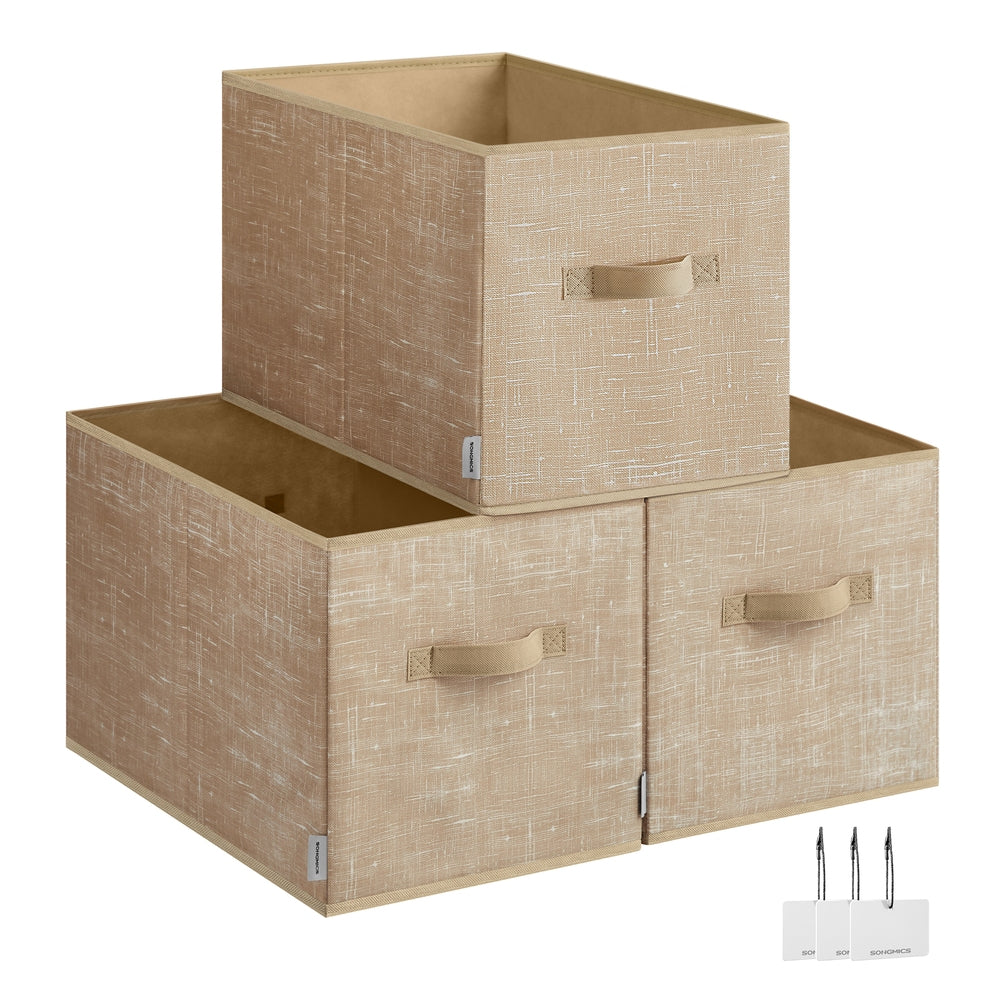 Set of 3 Fabric Storage Bin - Beige