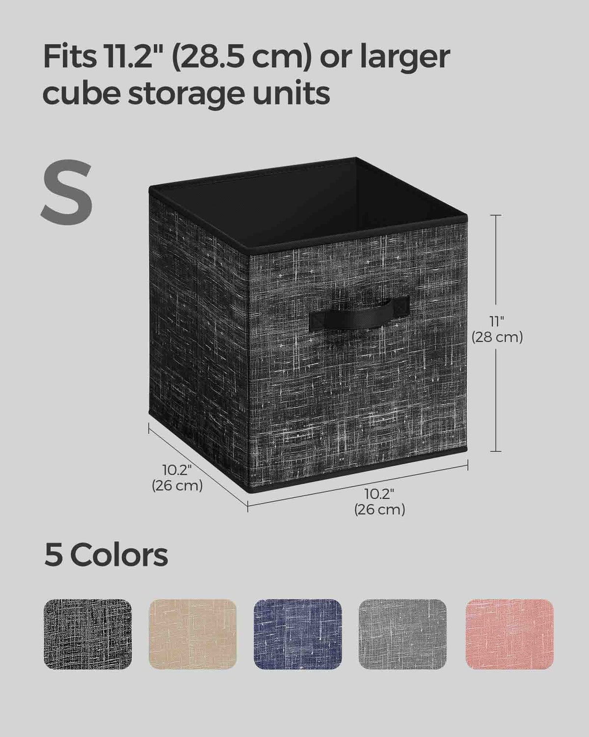 Set of 8 Foldable Storage Cubes - Ink Black
