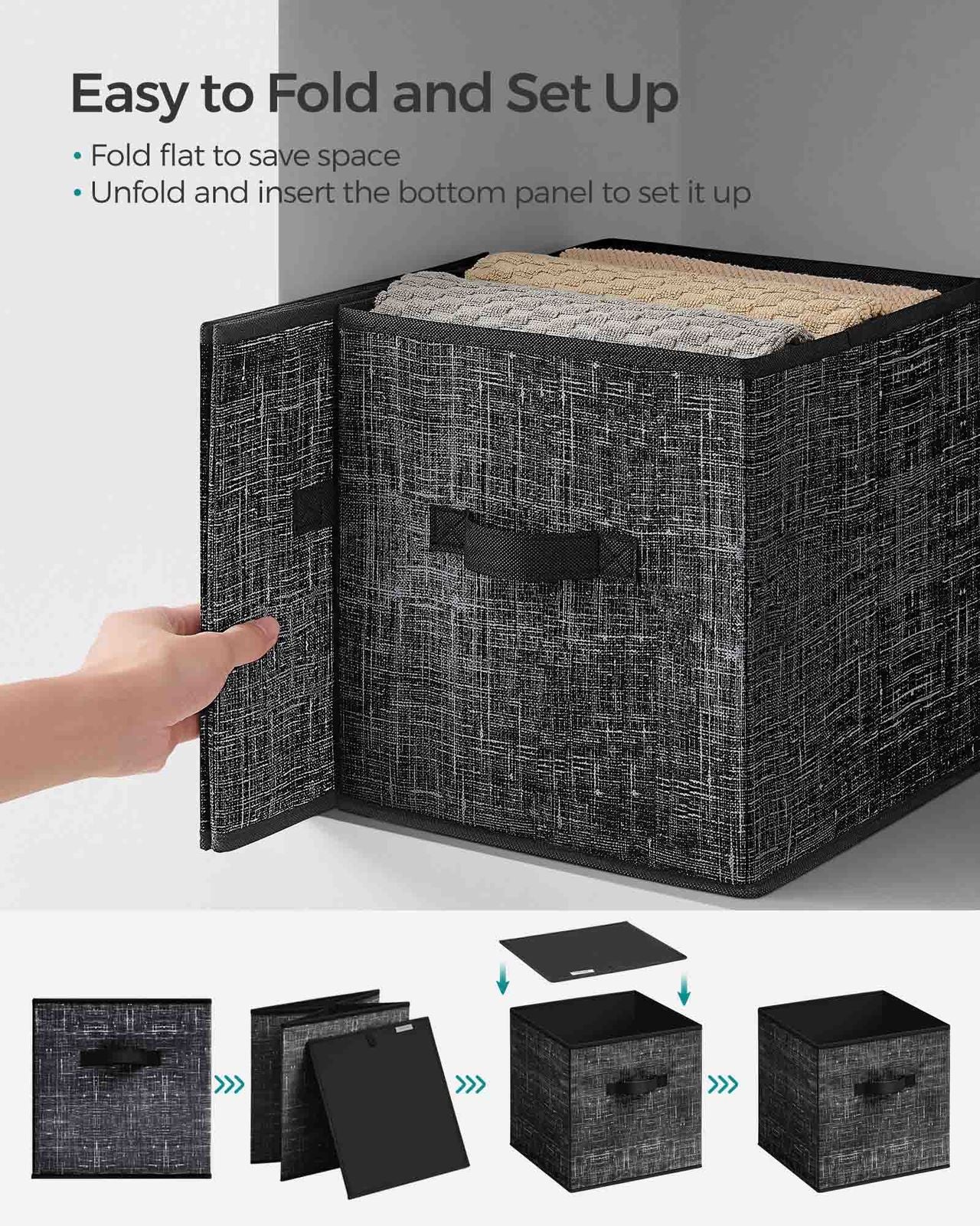 Set of 8 Foldable Storage Cubes - Ink Black