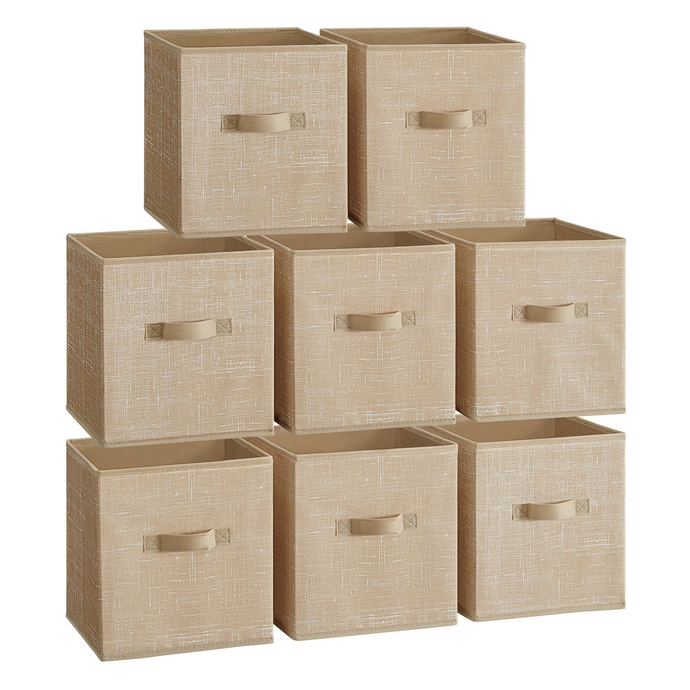 Set of 8 Foldable Storage Cubes - Sand Beige - 10.2"L x 10.2"W x 11"H