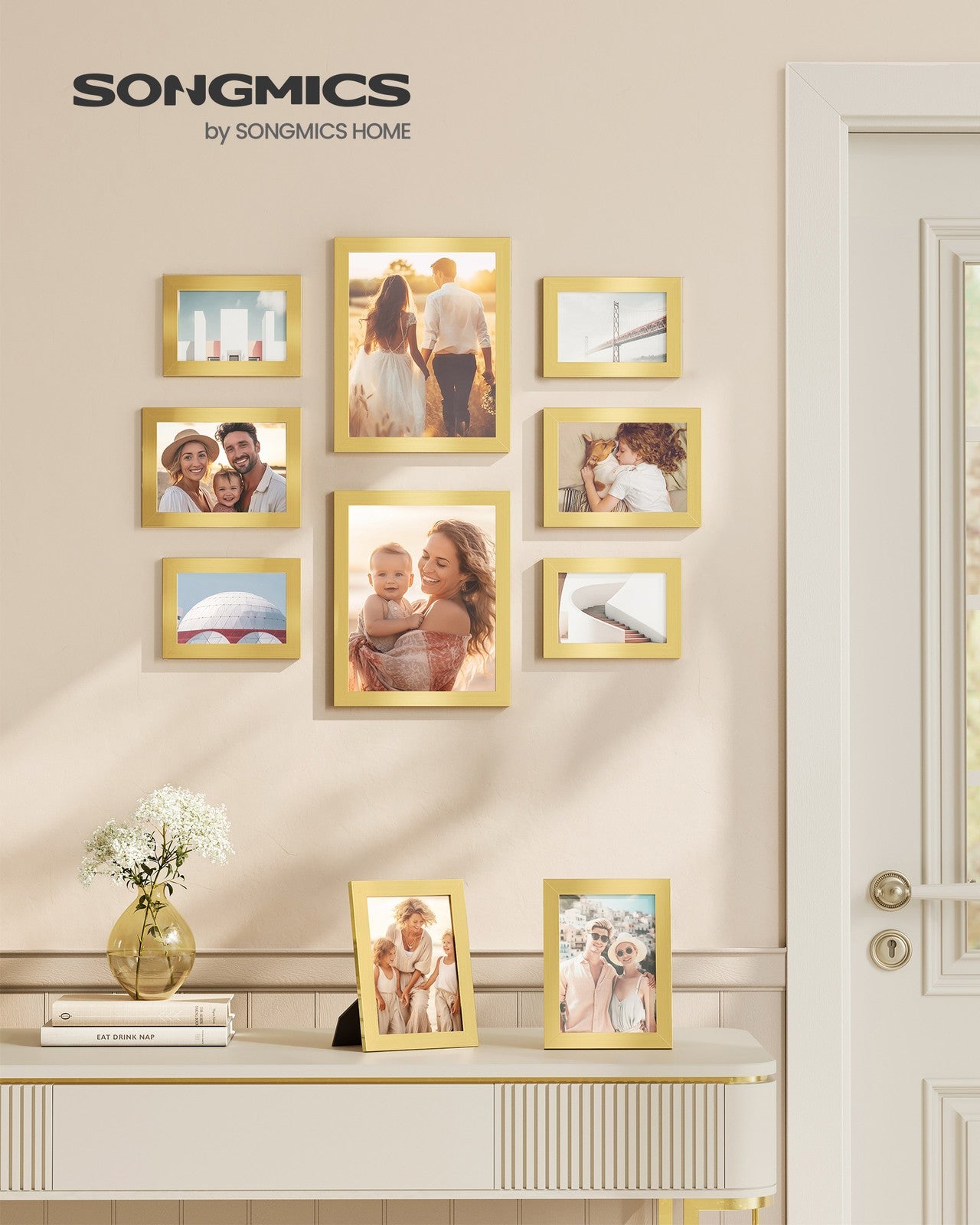Collage Picture Frames - Set of 10 - Pale Gold