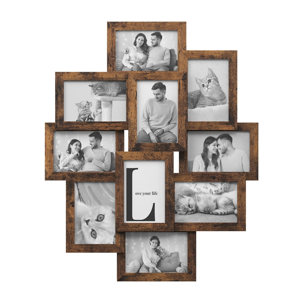 4x6 Picture Frames Collage for Wall Decor - Rustic Brown - 23.6”L x 19.4”W