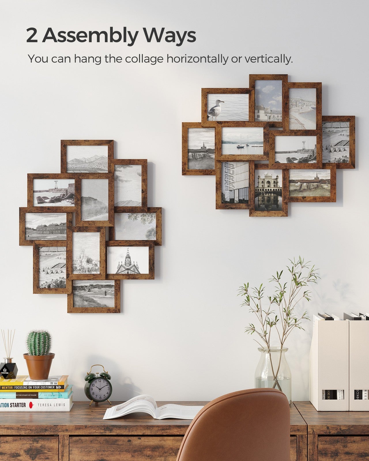 4x6 Picture Frames Collage for Wall Decor - Rustic Brown