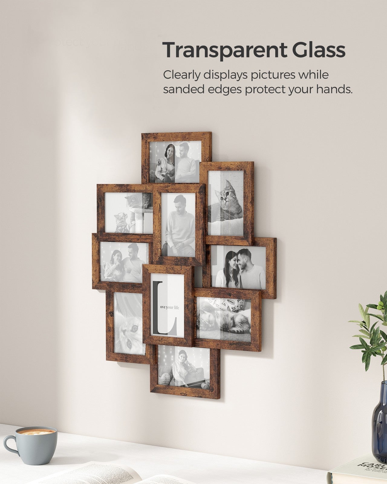 4x6 Picture Frames Collage for Wall Decor - Rustic Brown