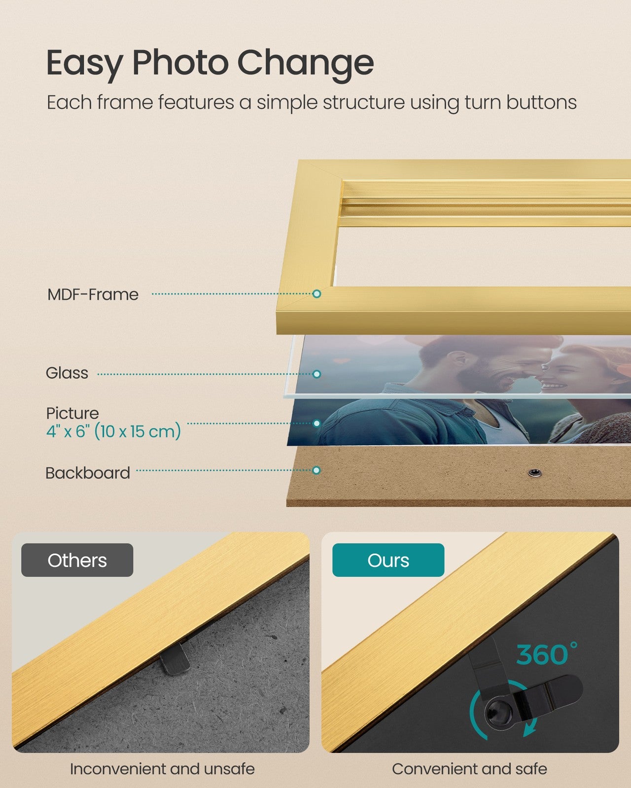 4x6 Collage Picture Frames - 12-Pack - Pale Gold