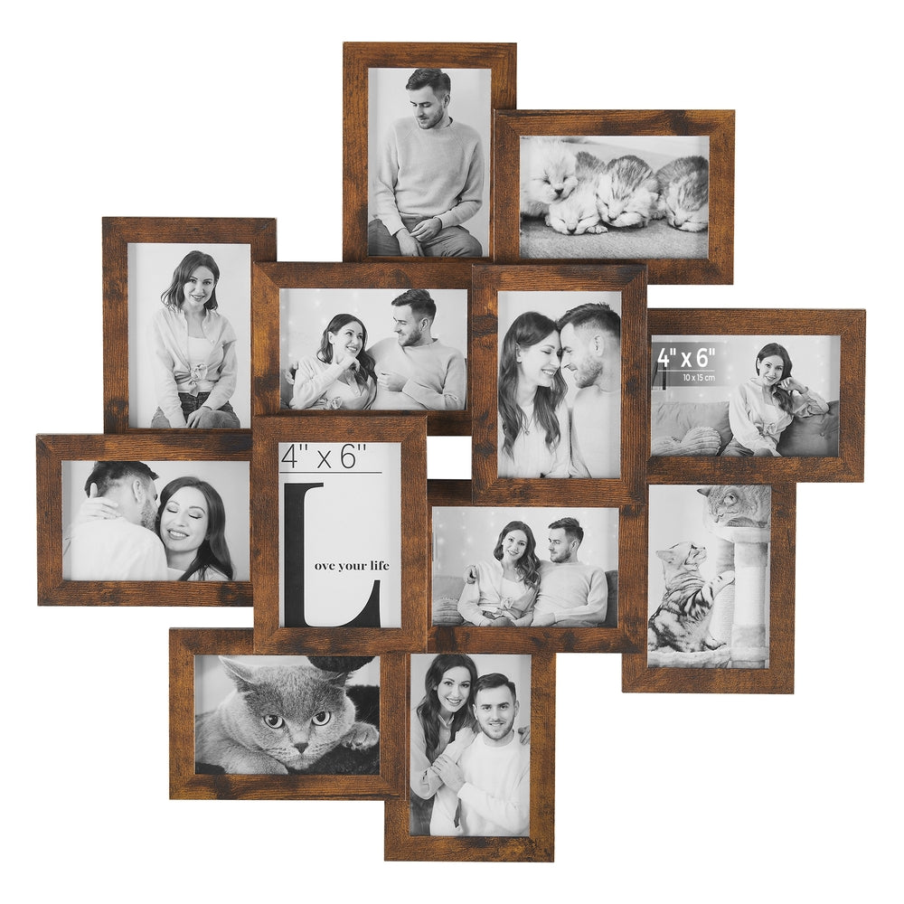 4x6 Collage Picture Frames - 12-Pack - Rustic Brown